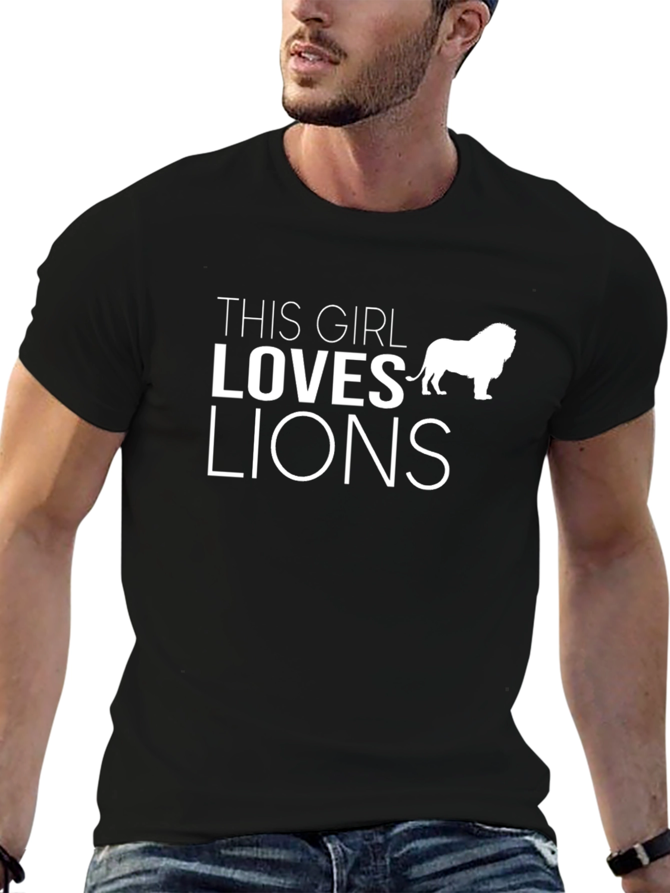 This Girl Loves Lions Graphic Tee - Black