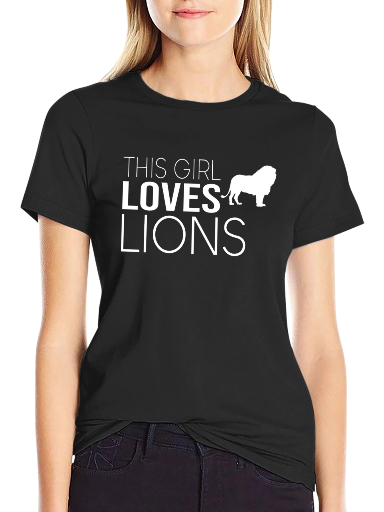 This Girl Loves Lions Graphic Tee - Black