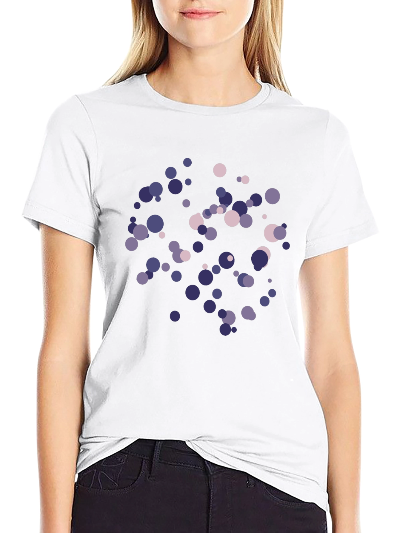 Abstract Polka Dot Print Black T-Shirt