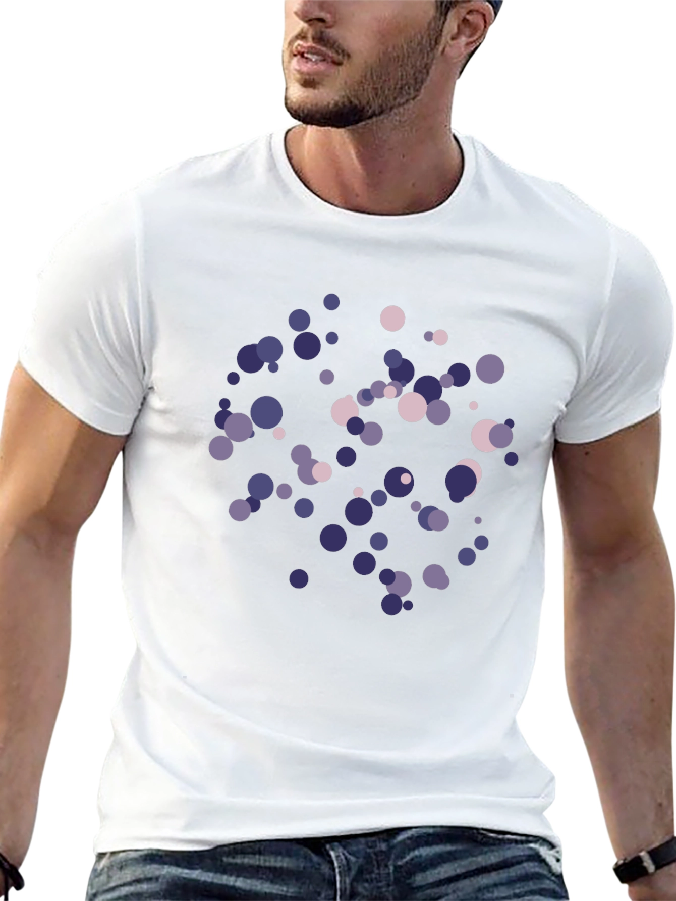 Abstract Polka Dot Print Black T-Shirt