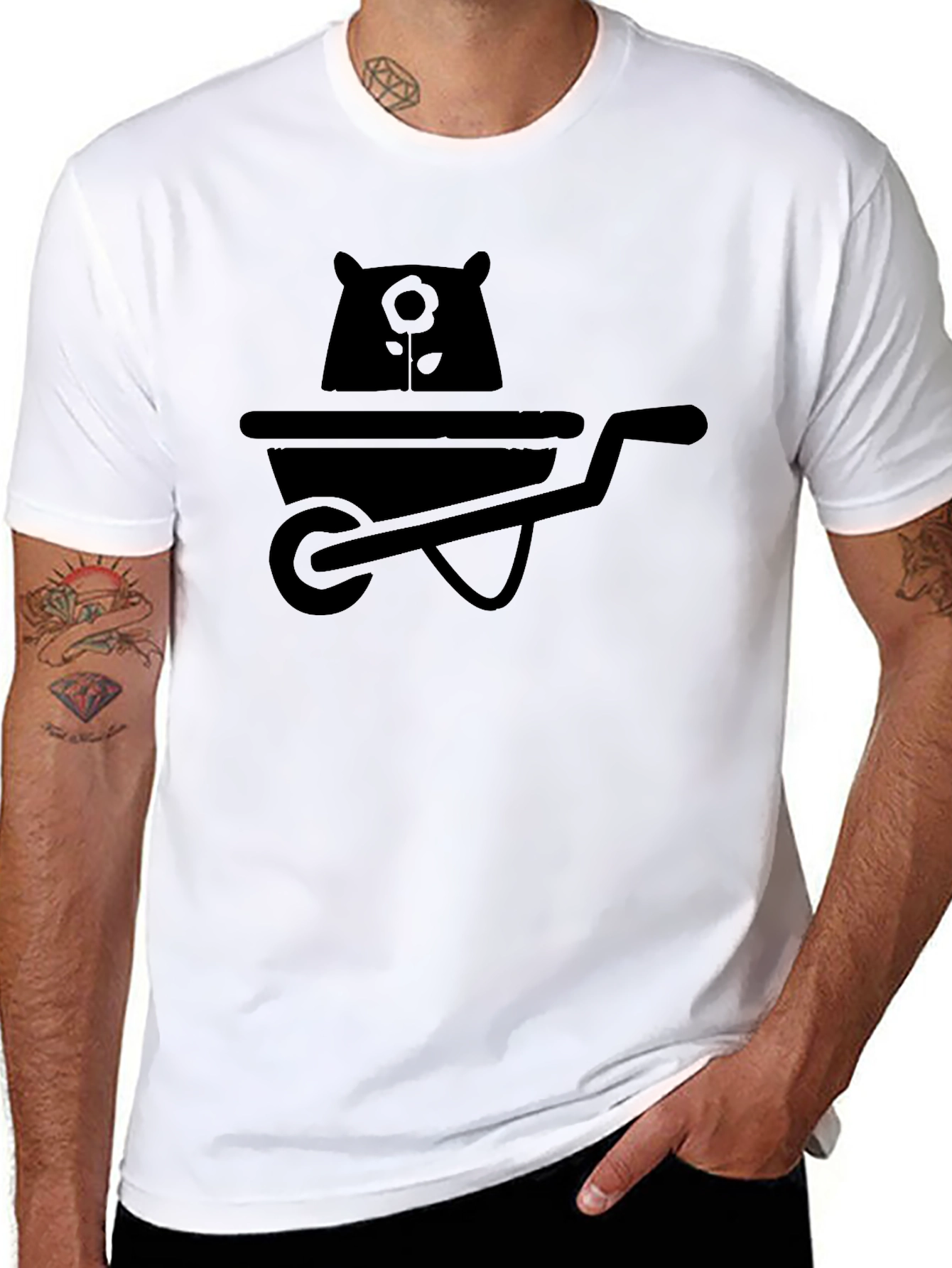 Bear in Wheelbarrow Graphic Tee - Black