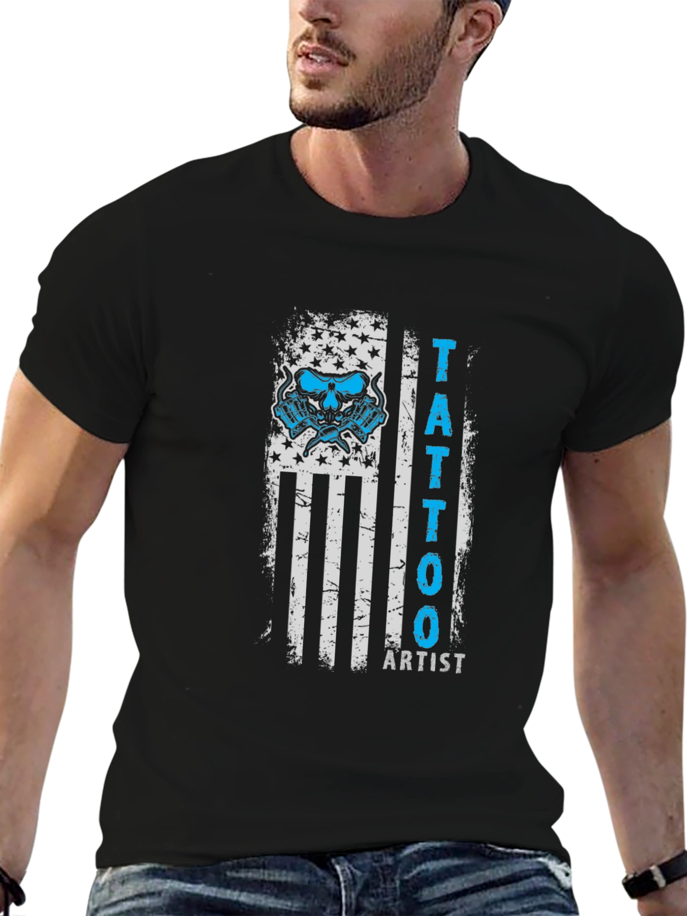 Tattoo Artist USA Flag Graphic Tee - Black