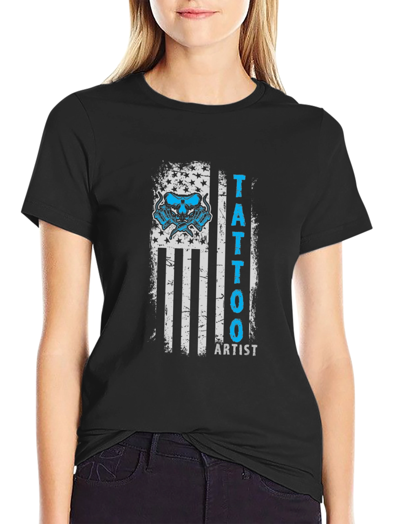 Tattoo Artist USA Flag Graphic Tee - Black
