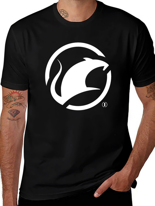 Black T-Shirt with White Rat Logo