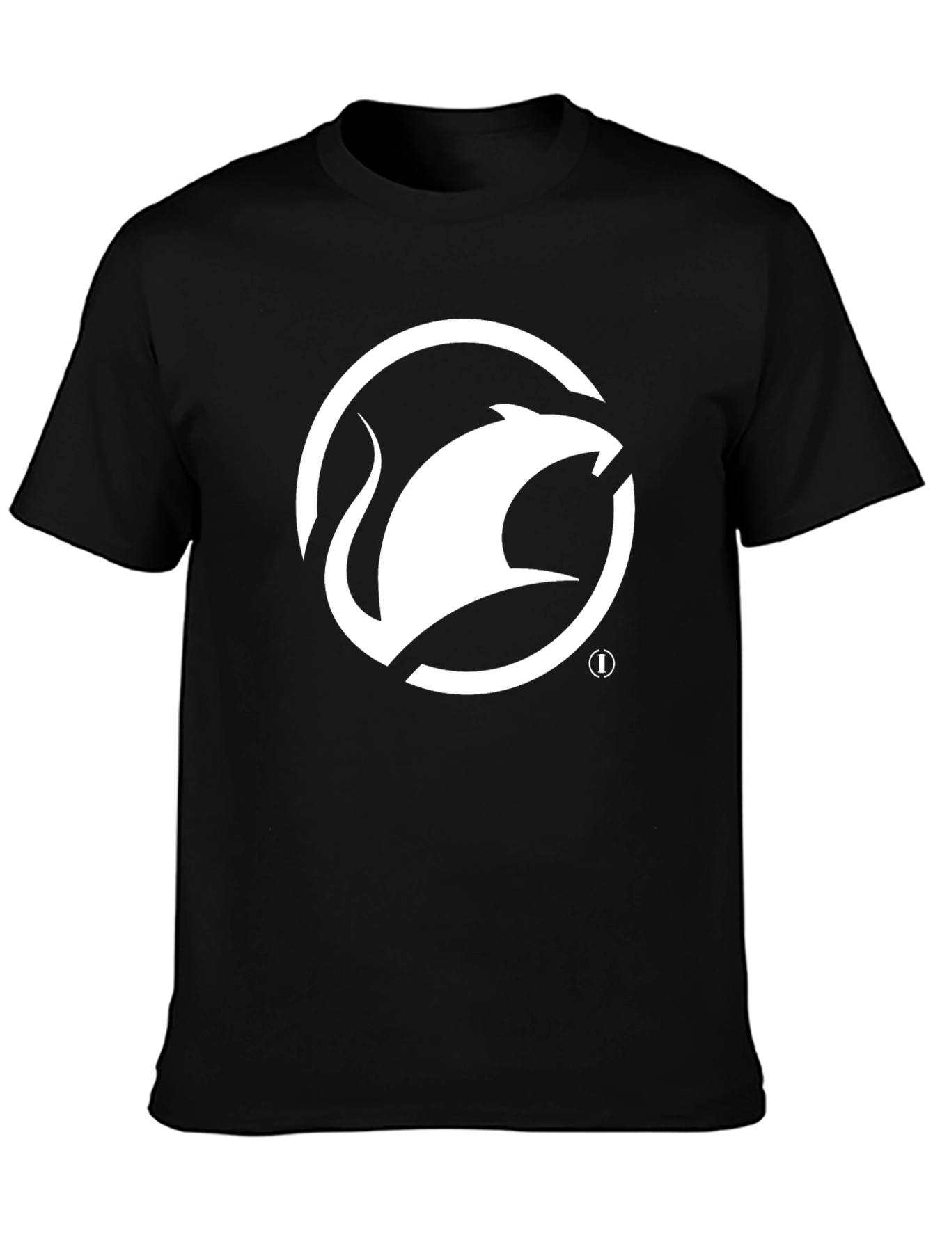 Black T-Shirt with White Rat Logo
