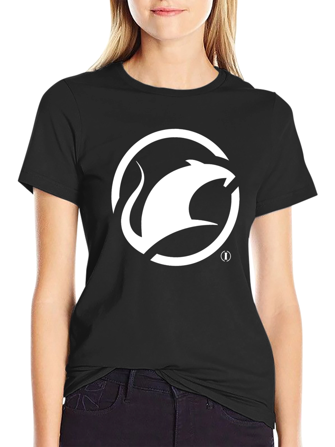 Black T-Shirt with White Rat Logo
