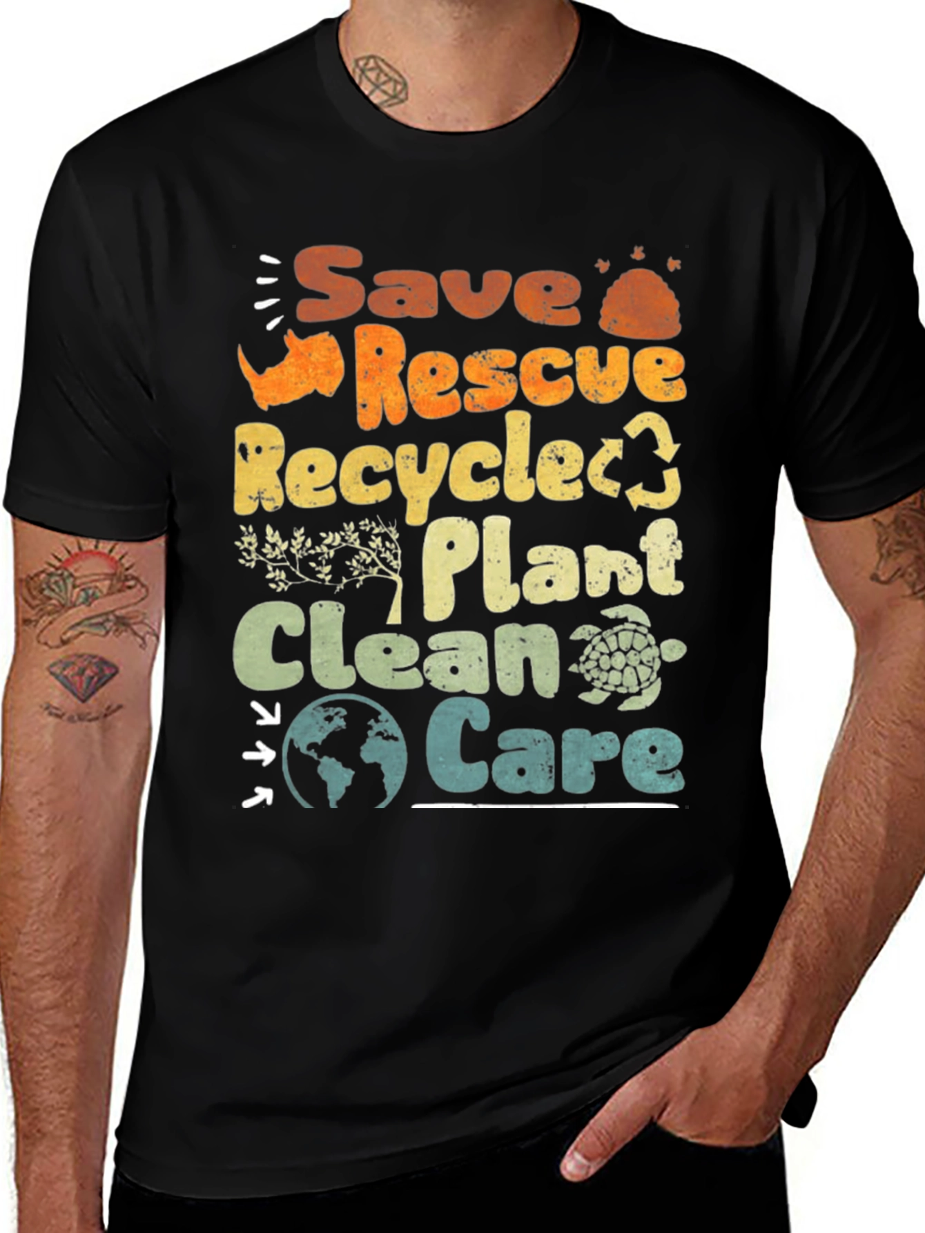 Eco-Friendly Save Rescue Recycle Graphic T-Shirt