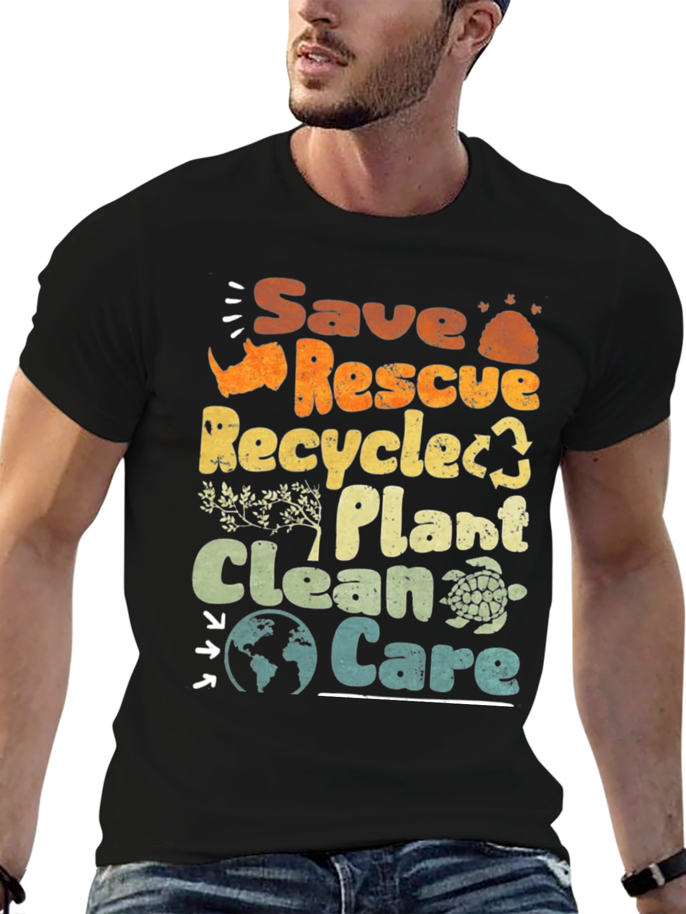 Eco-Friendly Save Rescue Recycle Graphic T-Shirt