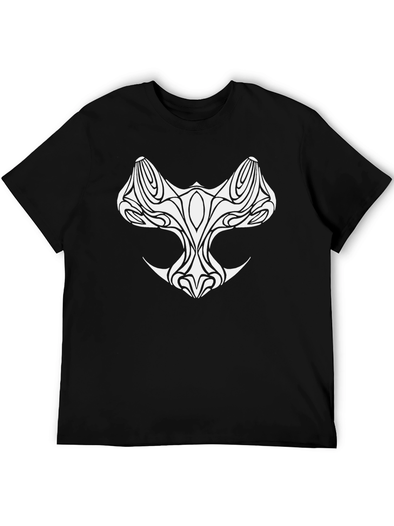 Tribal Style Graphic Tee - Black Cotton Shirt