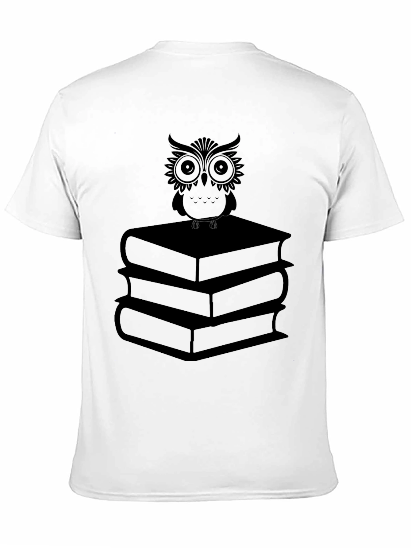 Owl on Books T-Shirt - Black Graphic Tee