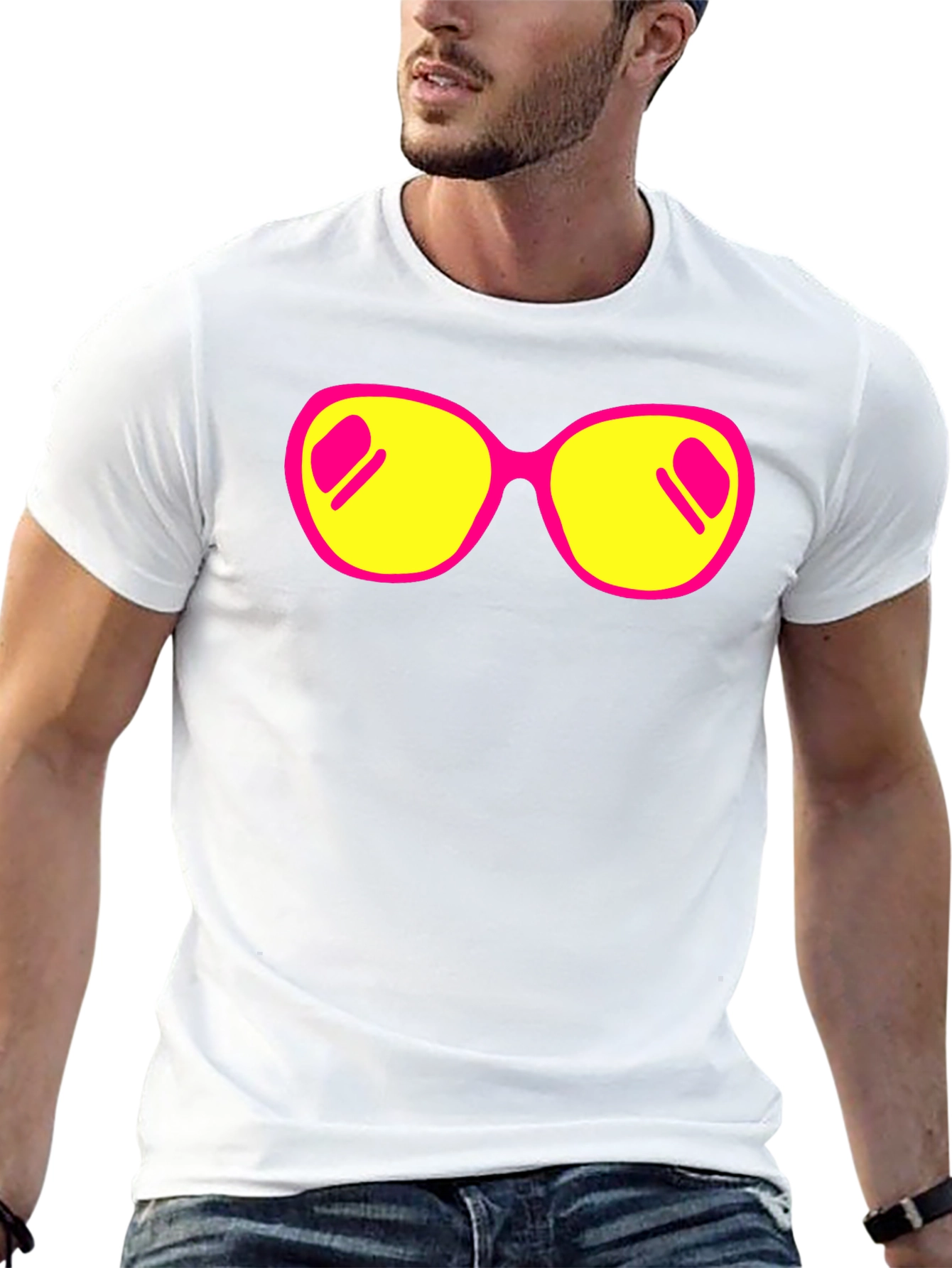 Retro Sunglasses Graphic Tee - Stylish Black T-Shirt