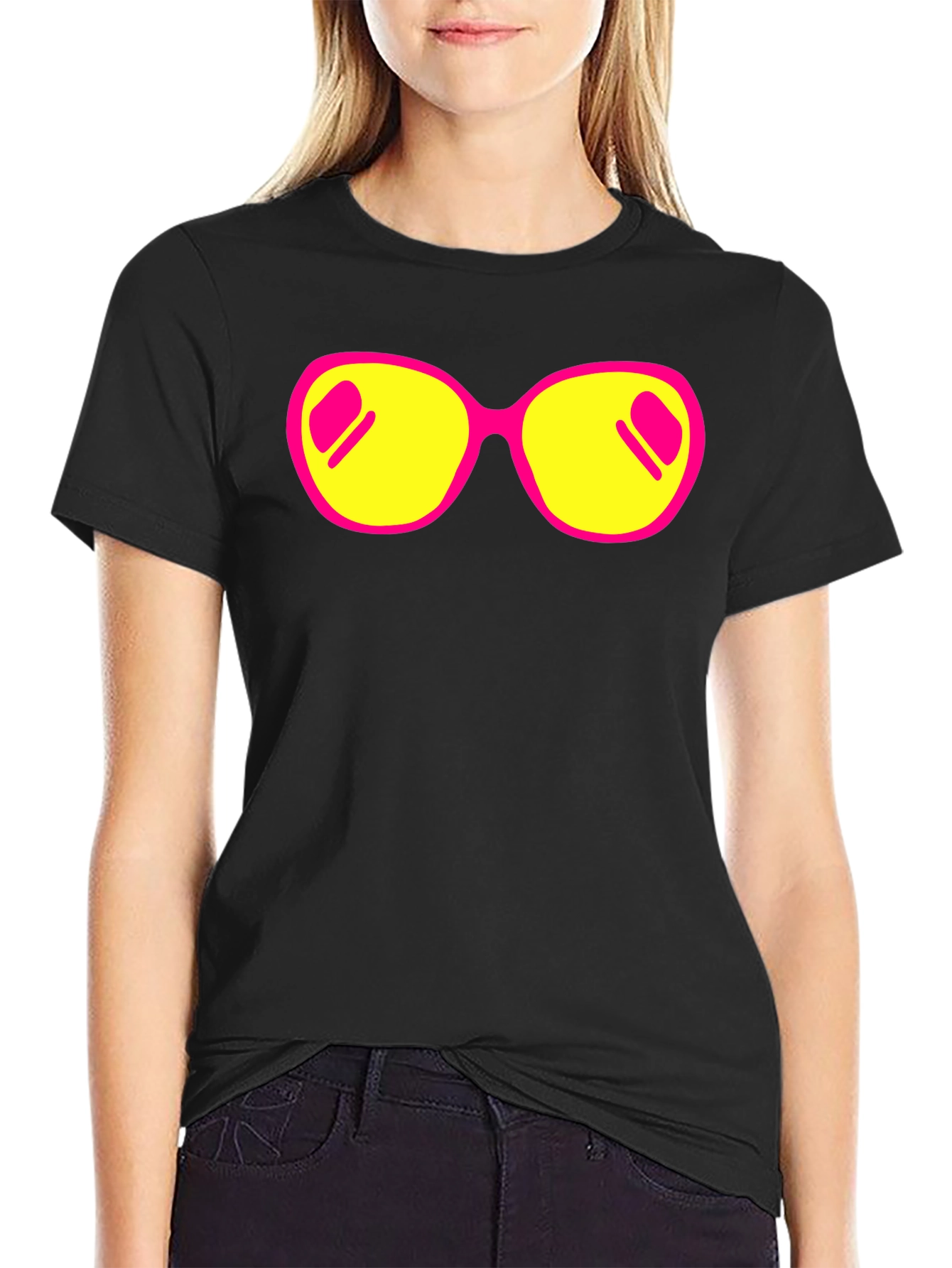 Retro Sunglasses Graphic Tee - Stylish Black T-Shirt
