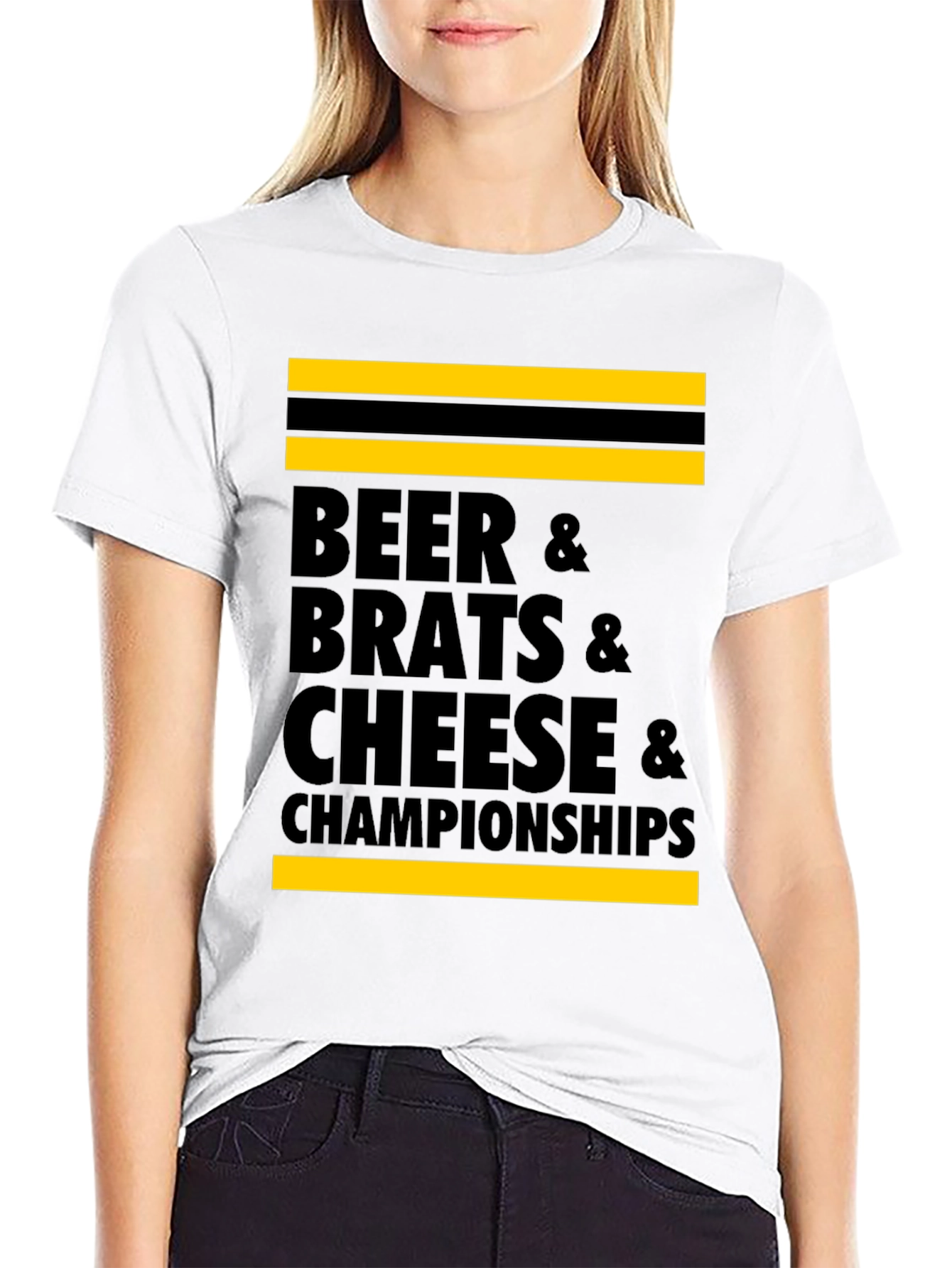 Beer Brats Cheese and Championships Graphic Tee