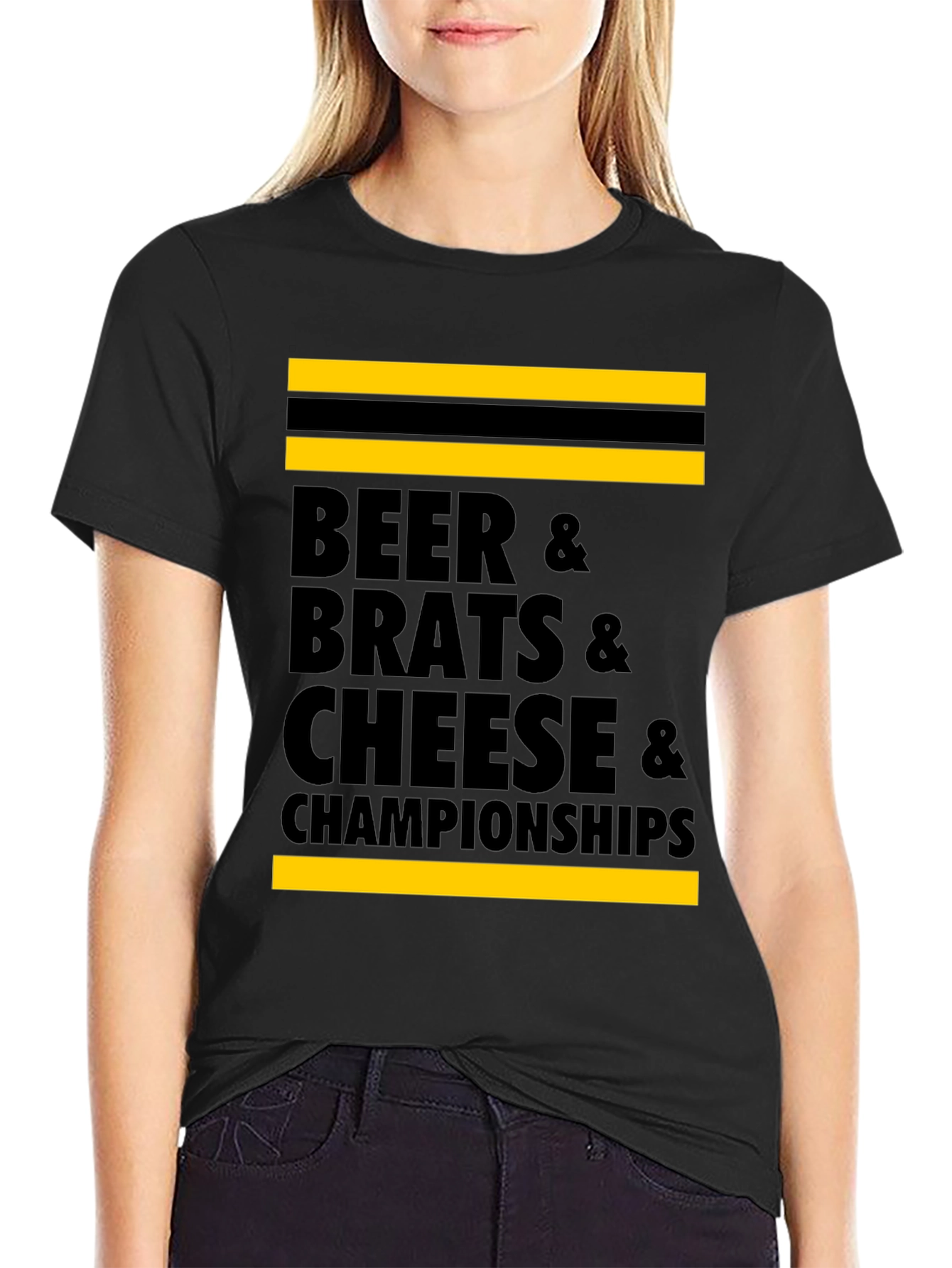 Beer Brats Cheese and Championships Graphic Tee