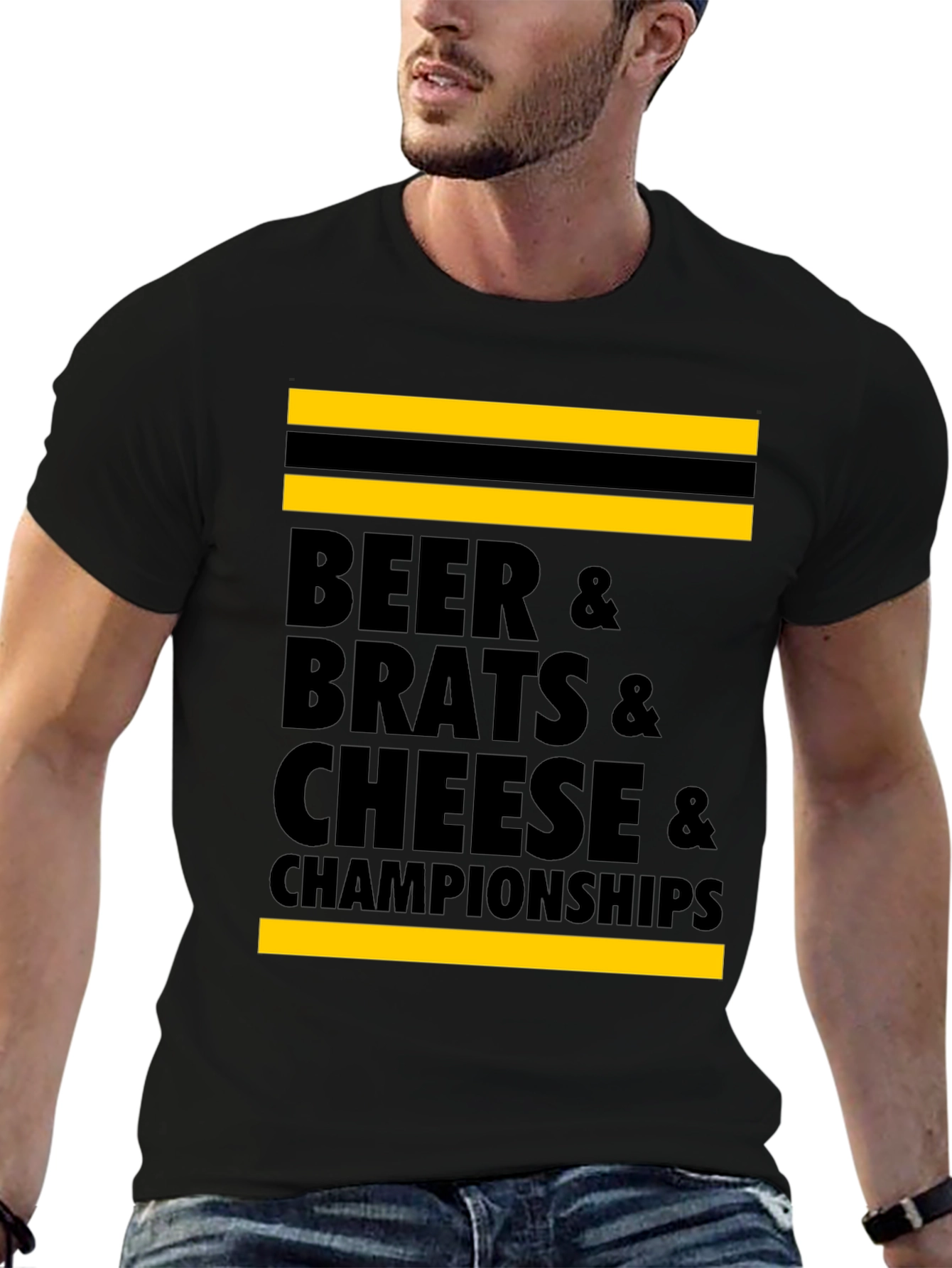 Beer Brats Cheese and Championships Graphic Tee