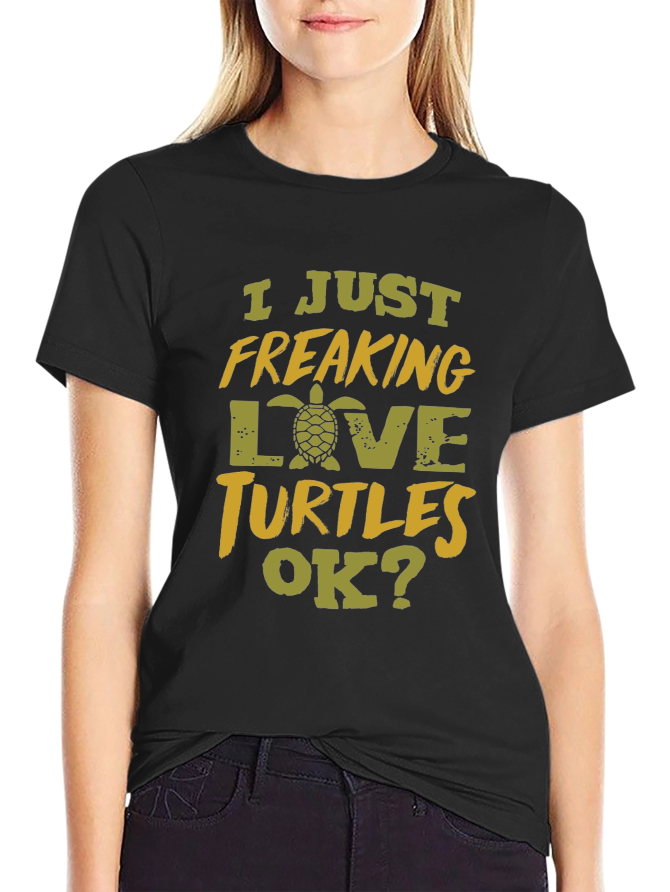 I Just Freaking Love Turtles Black T-Shirt