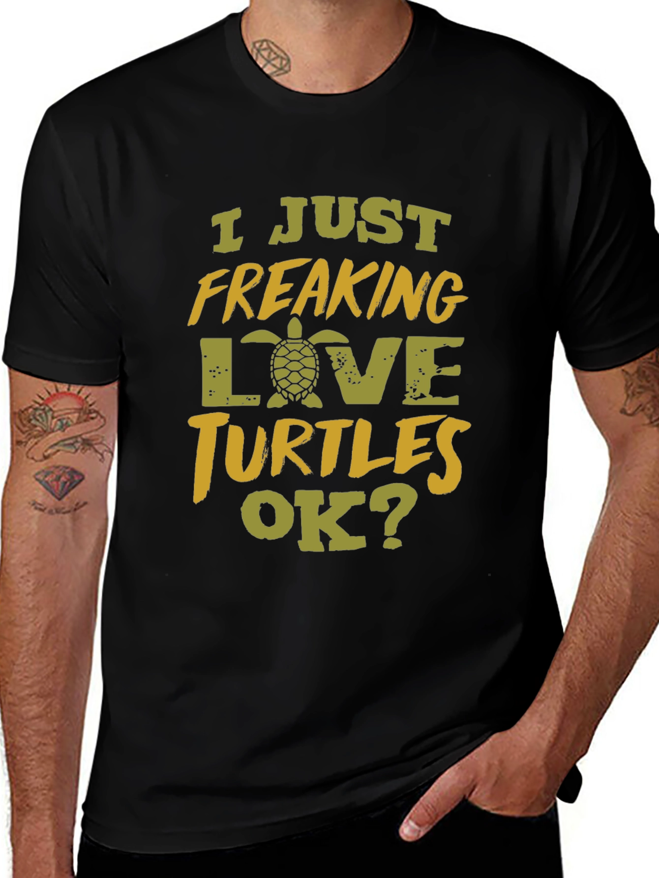 I Just Freaking Love Turtles Black T-Shirt
