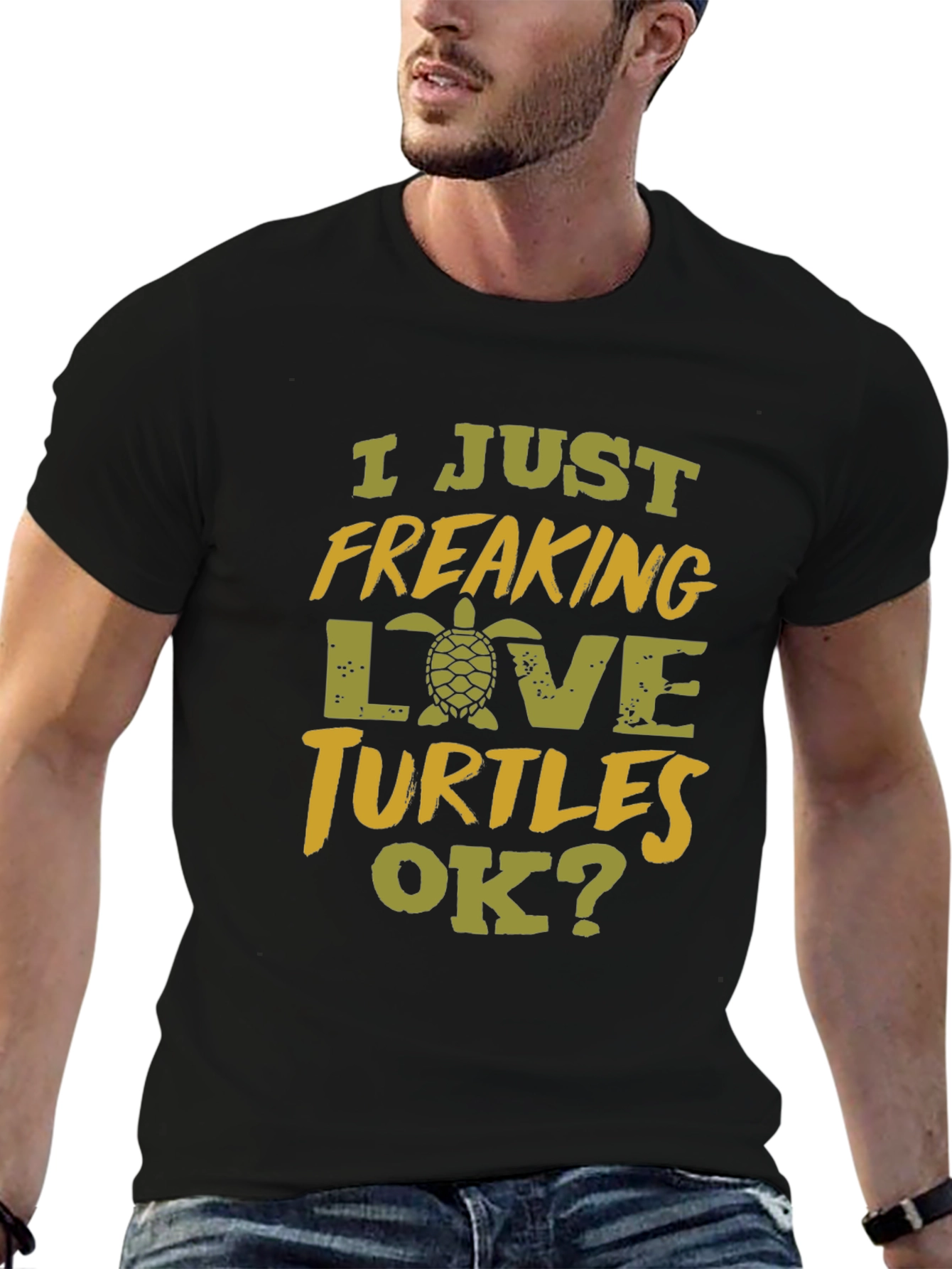 I Just Freaking Love Turtles Black T-Shirt