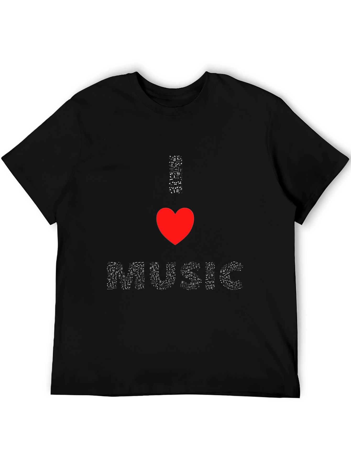 I Heart Music Black Tee - Stylish Graphic T-Shirt