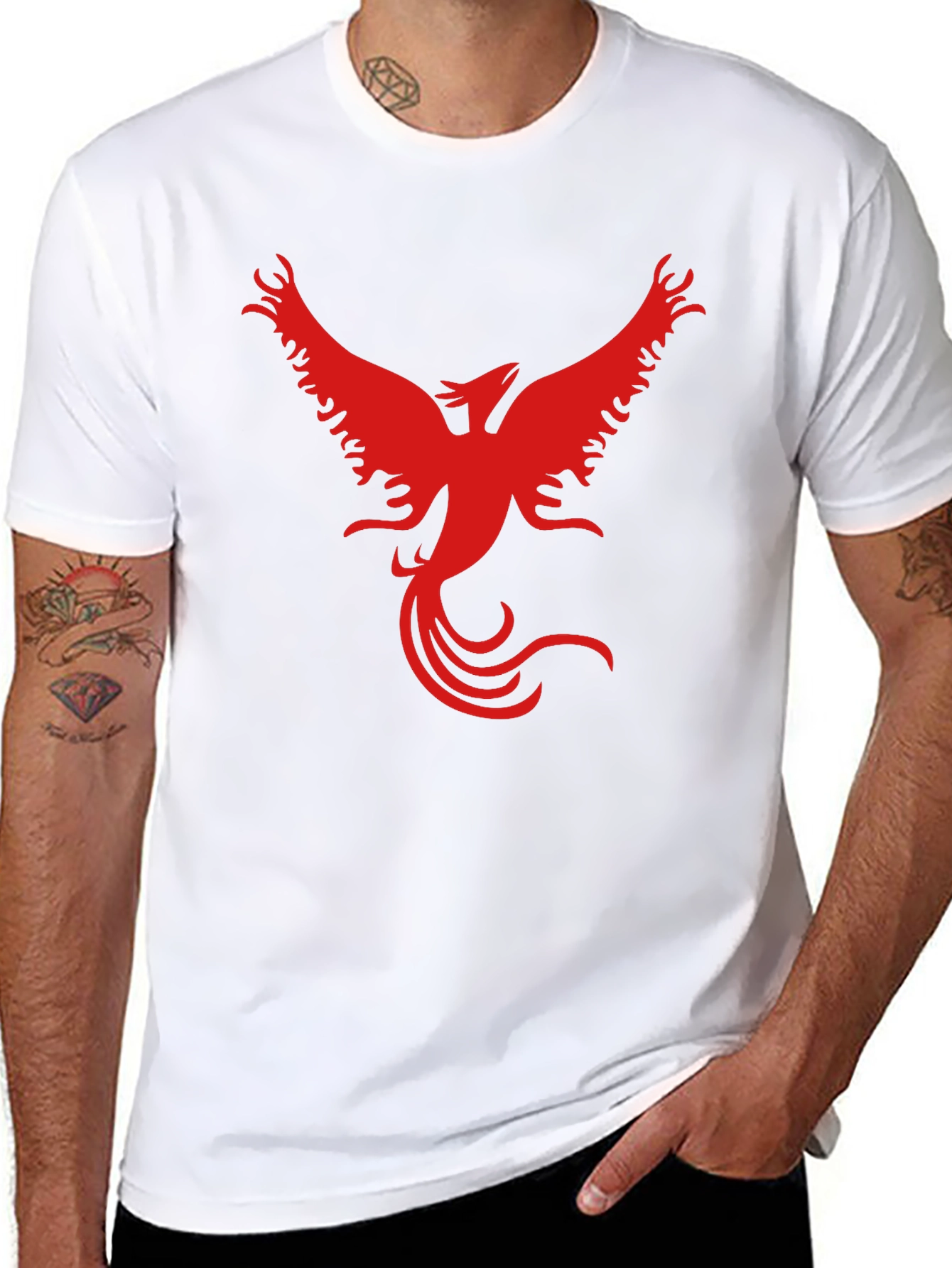 Red Phoenix Graphic Black T-Shirt
