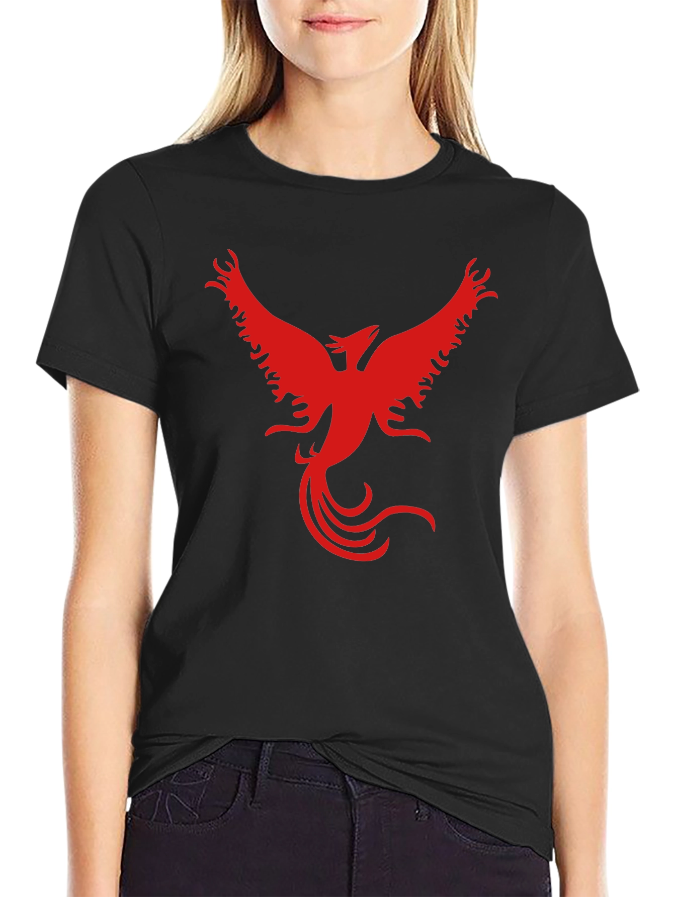 Red Phoenix Graphic Black T-Shirt