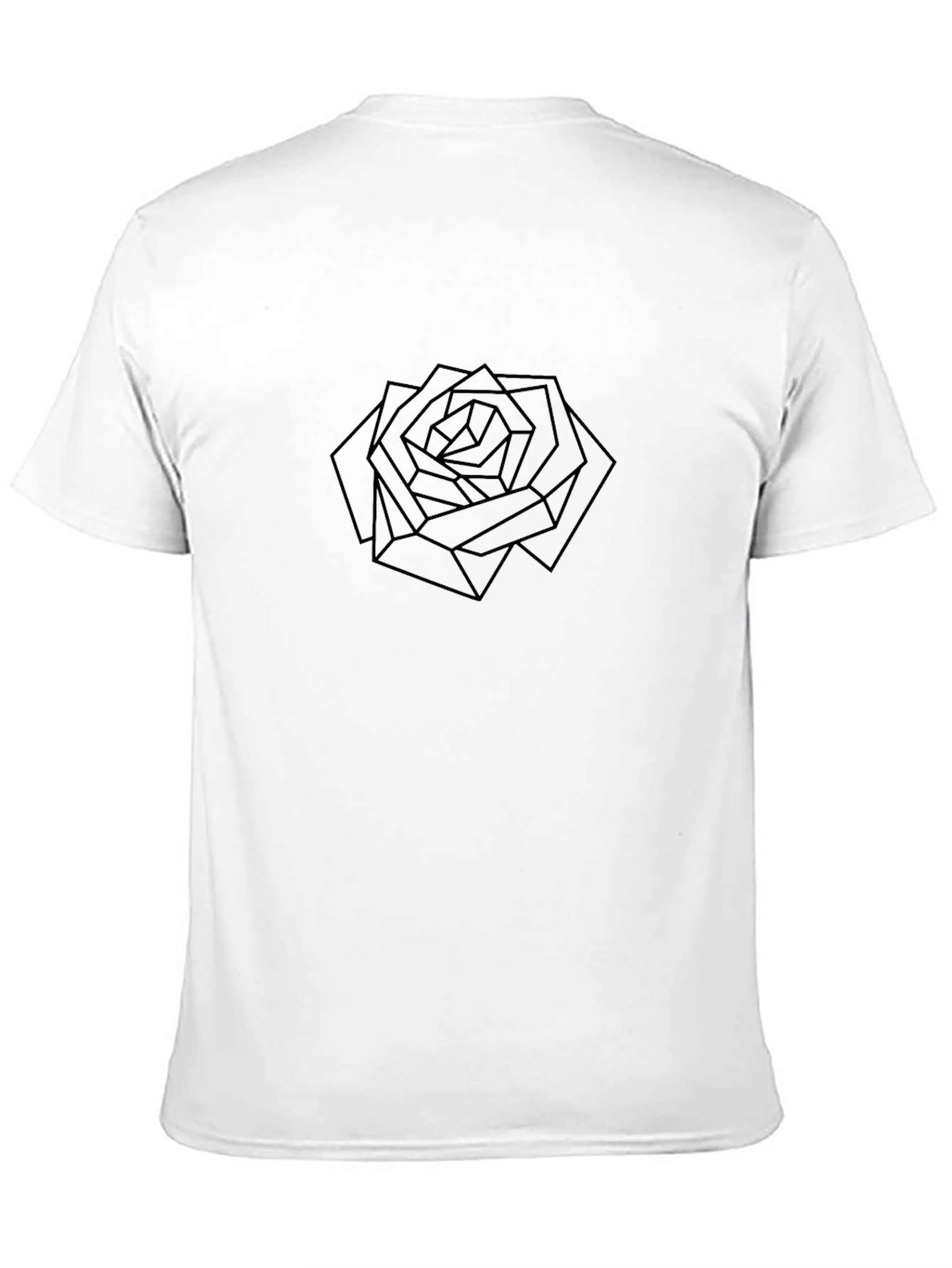 Geometric Rose Graphic Tee - Modern Black T-Shirt