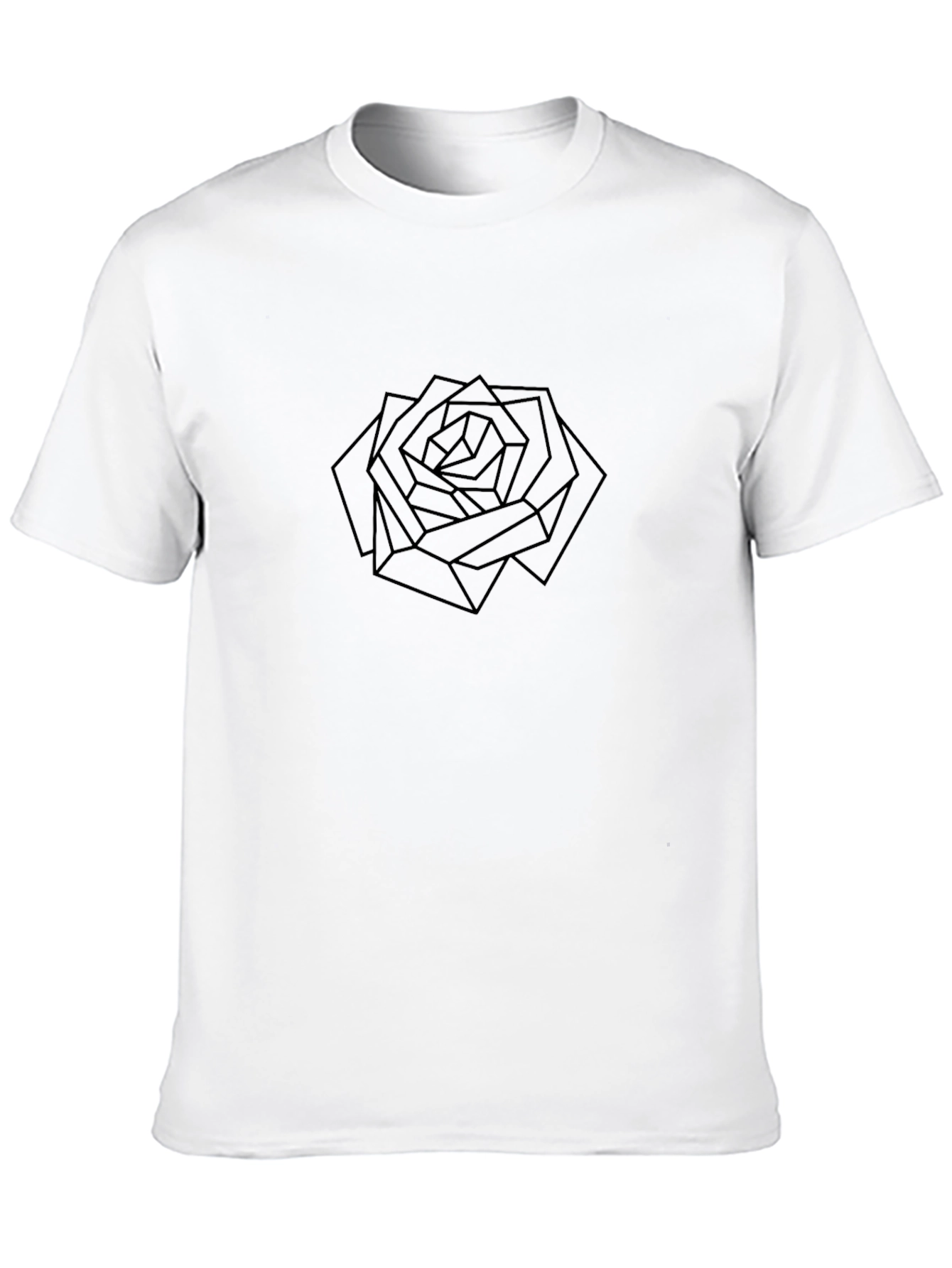 Geometric Rose Graphic Tee - Modern Black T-Shirt