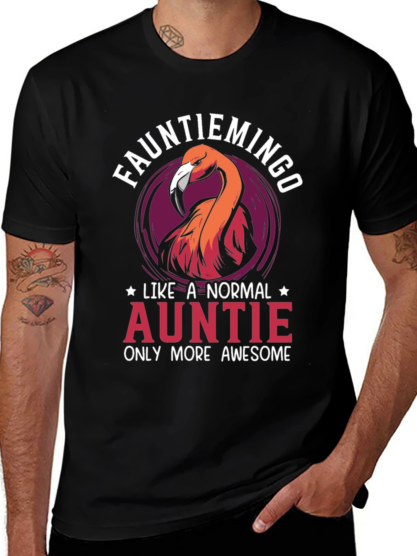 Funny Auntie Flamingo Graphic Tee