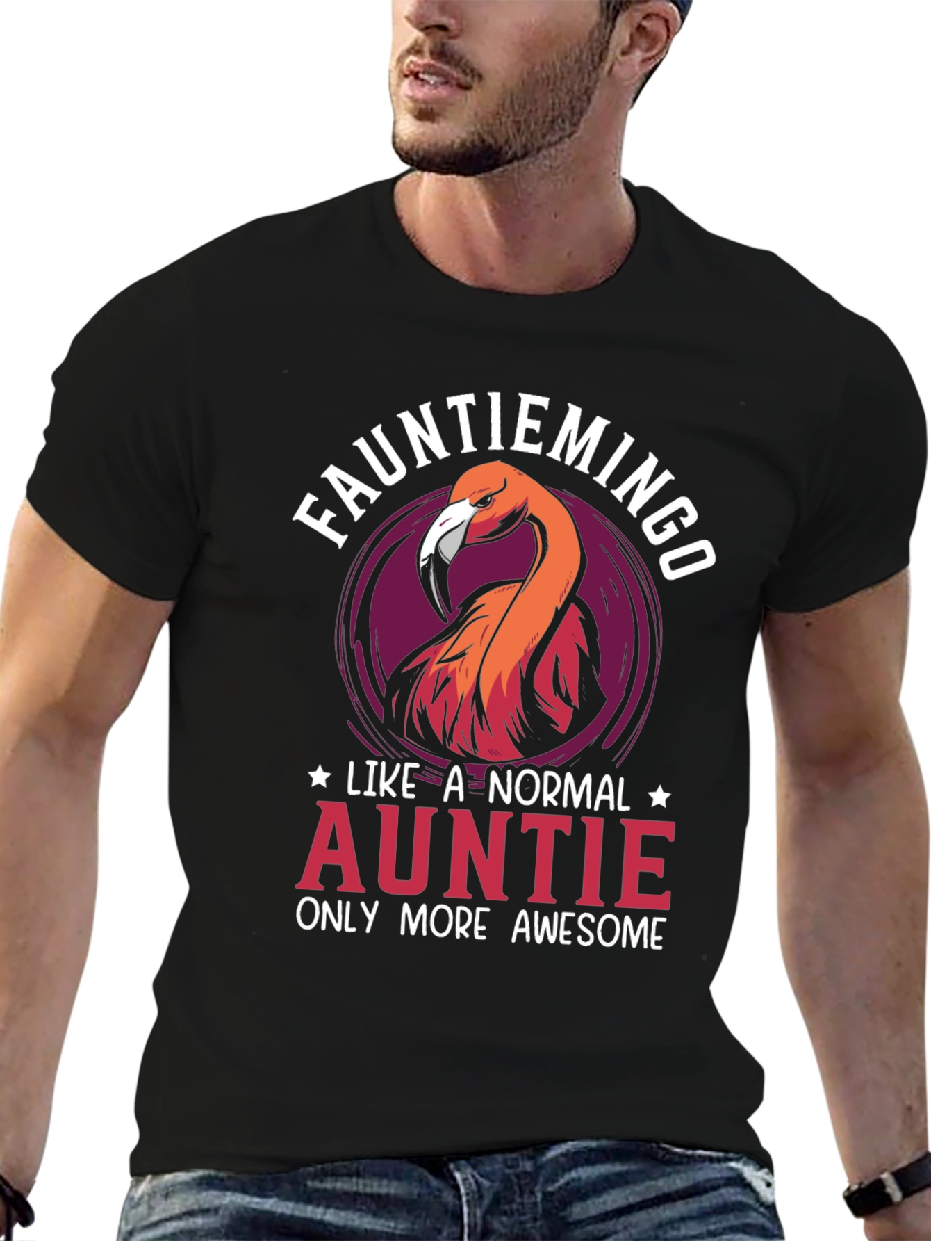 Funny Auntie Flamingo Graphic Tee