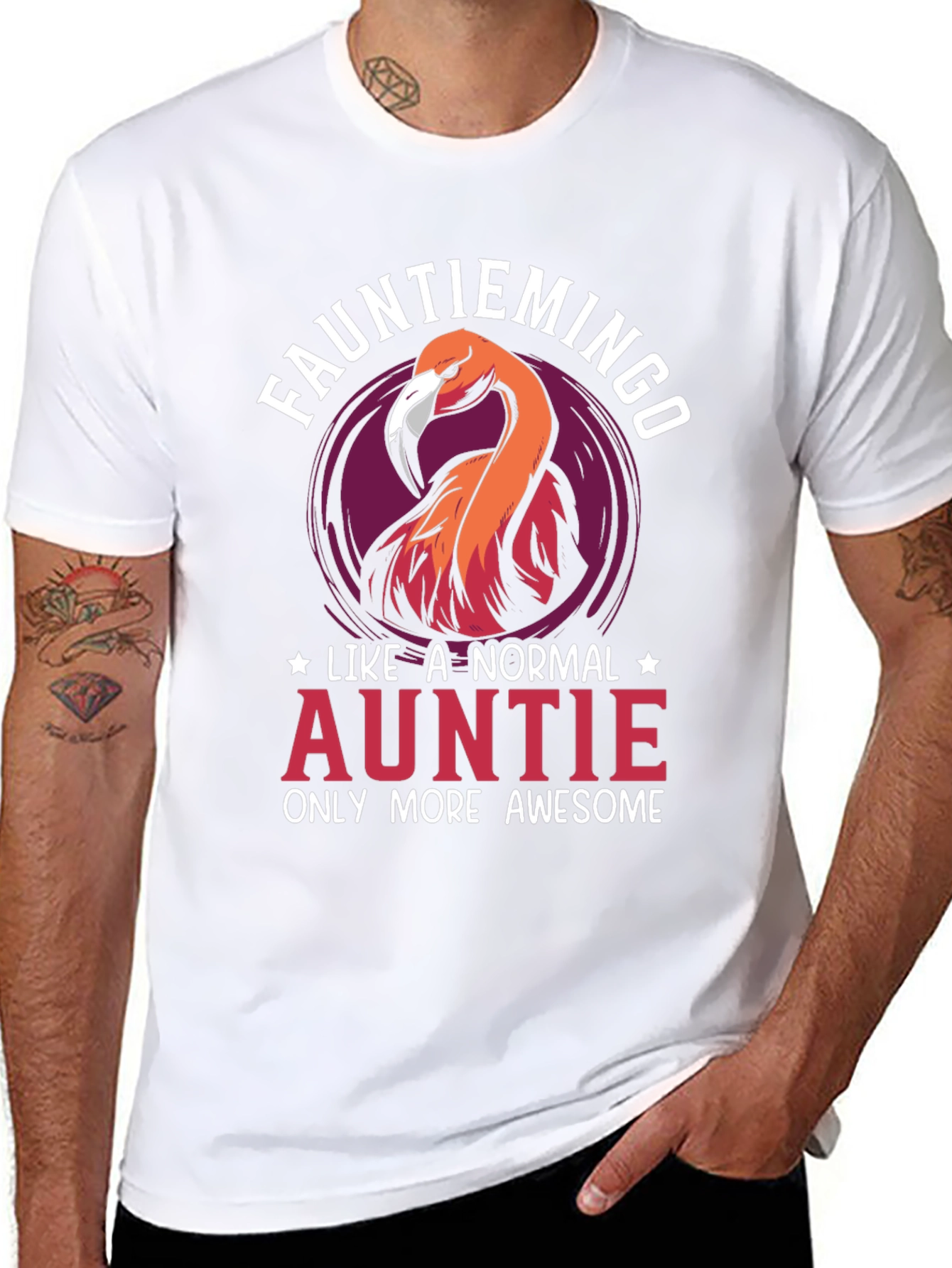 Funny Auntie Flamingo Graphic Tee