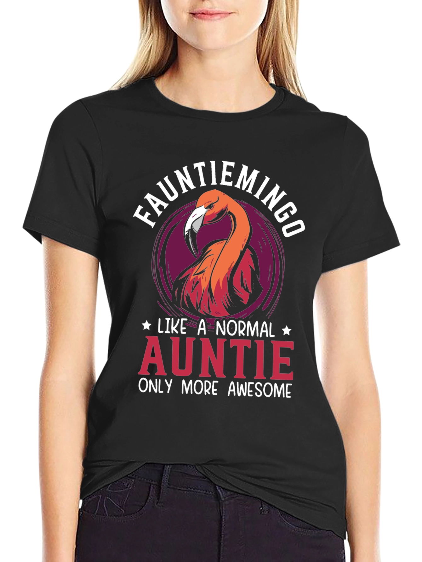 Funny Auntie Flamingo Graphic Tee