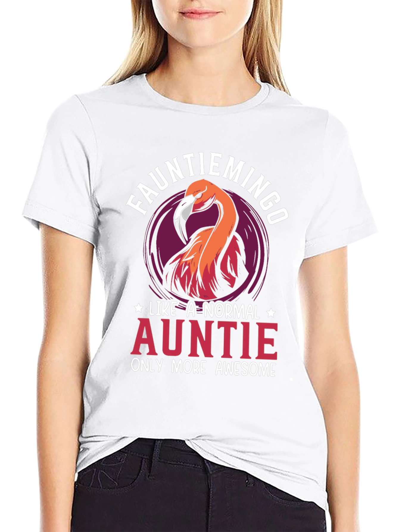 Funny Auntie Flamingo Graphic Tee