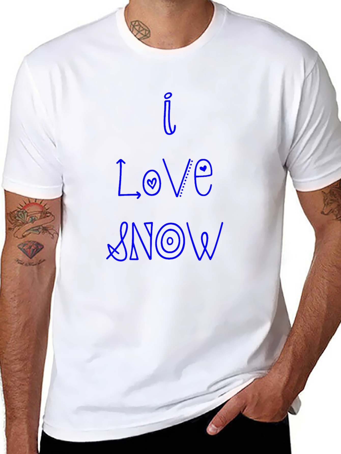 I Love Snow Black Cotton Tee