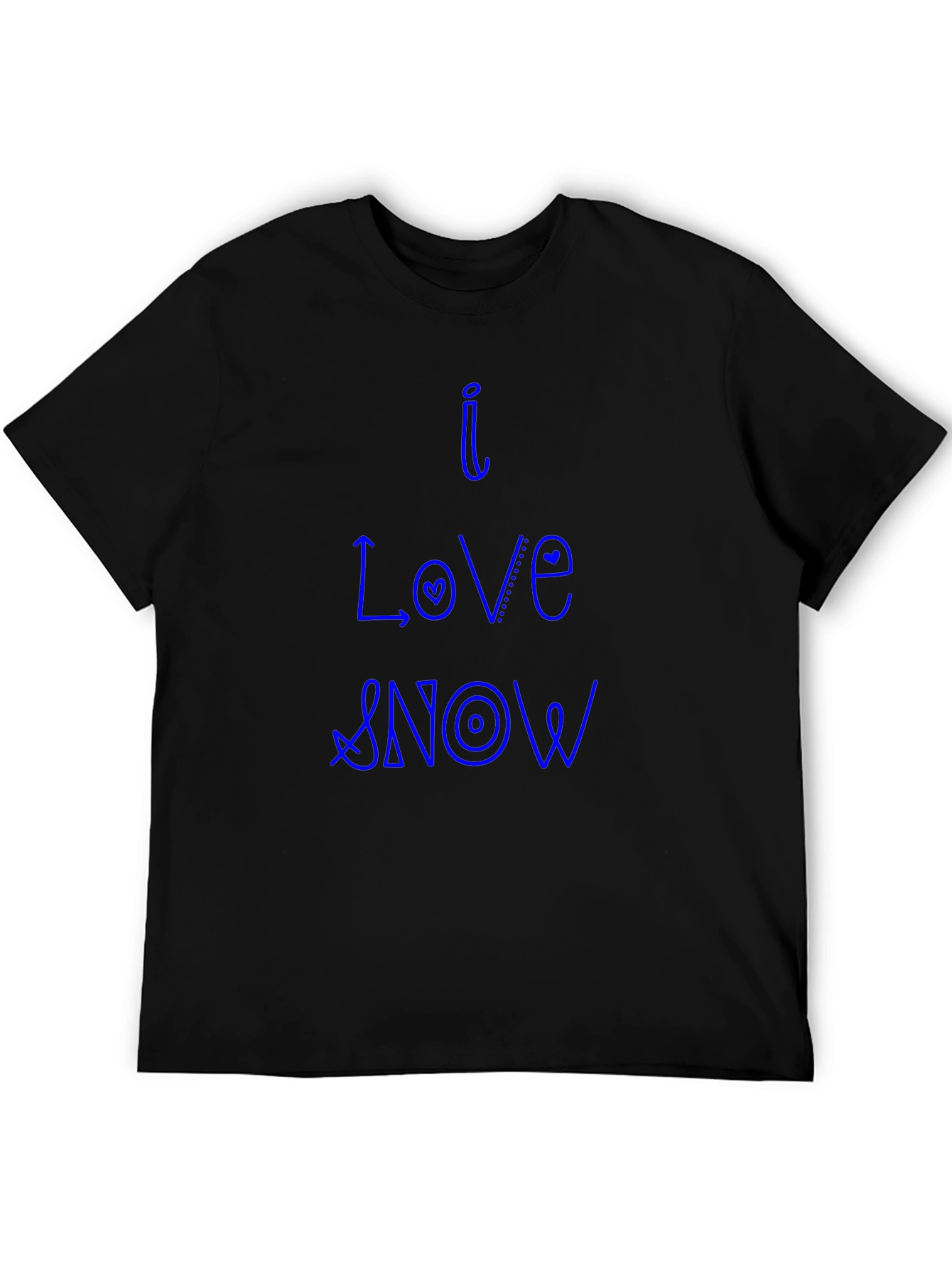 I Love Snow Black Cotton Tee
