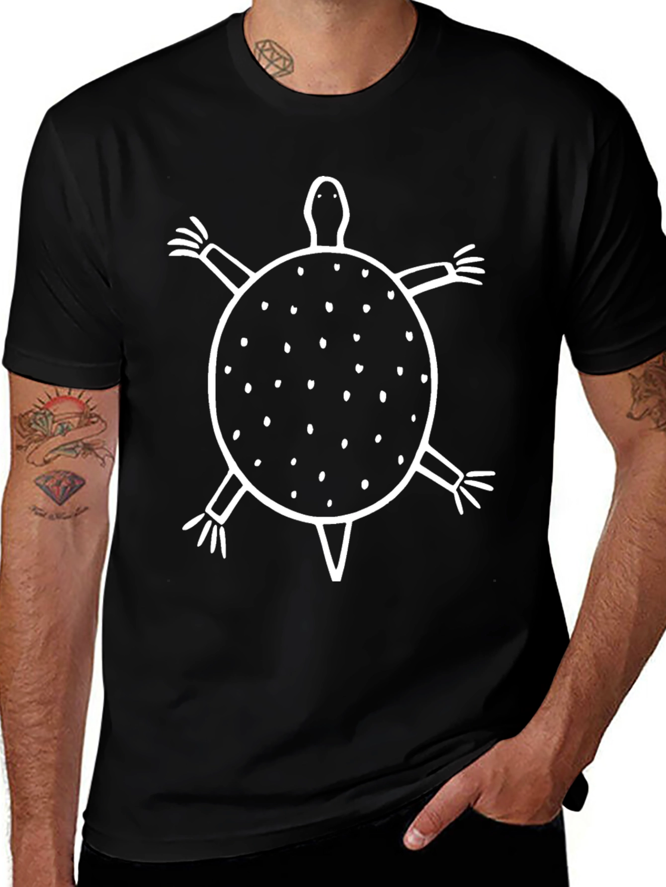Turtle Graphic Print Tee - Mens Black T-Shirt
