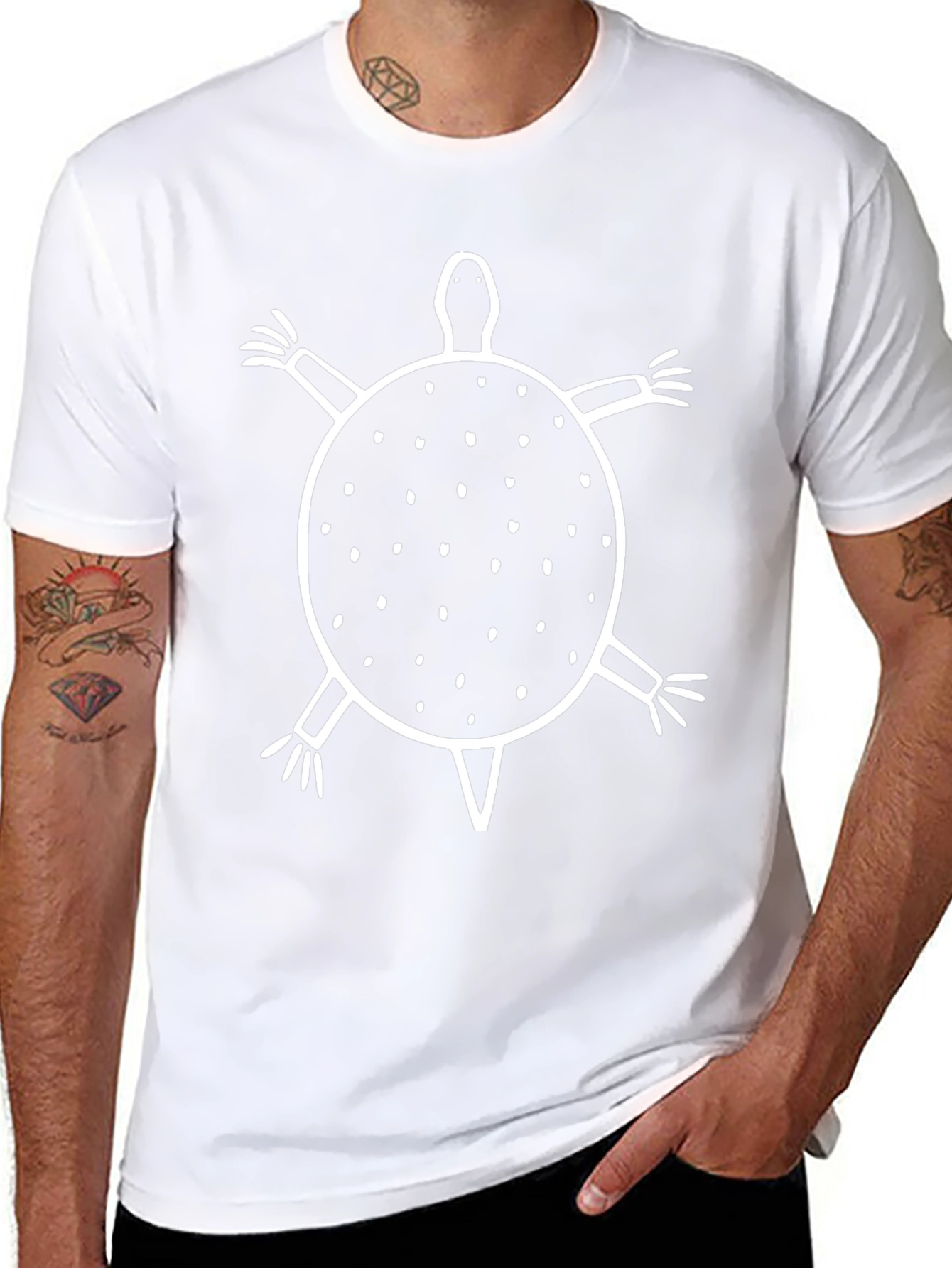 Turtle Graphic Print Tee - Mens Black T-Shirt