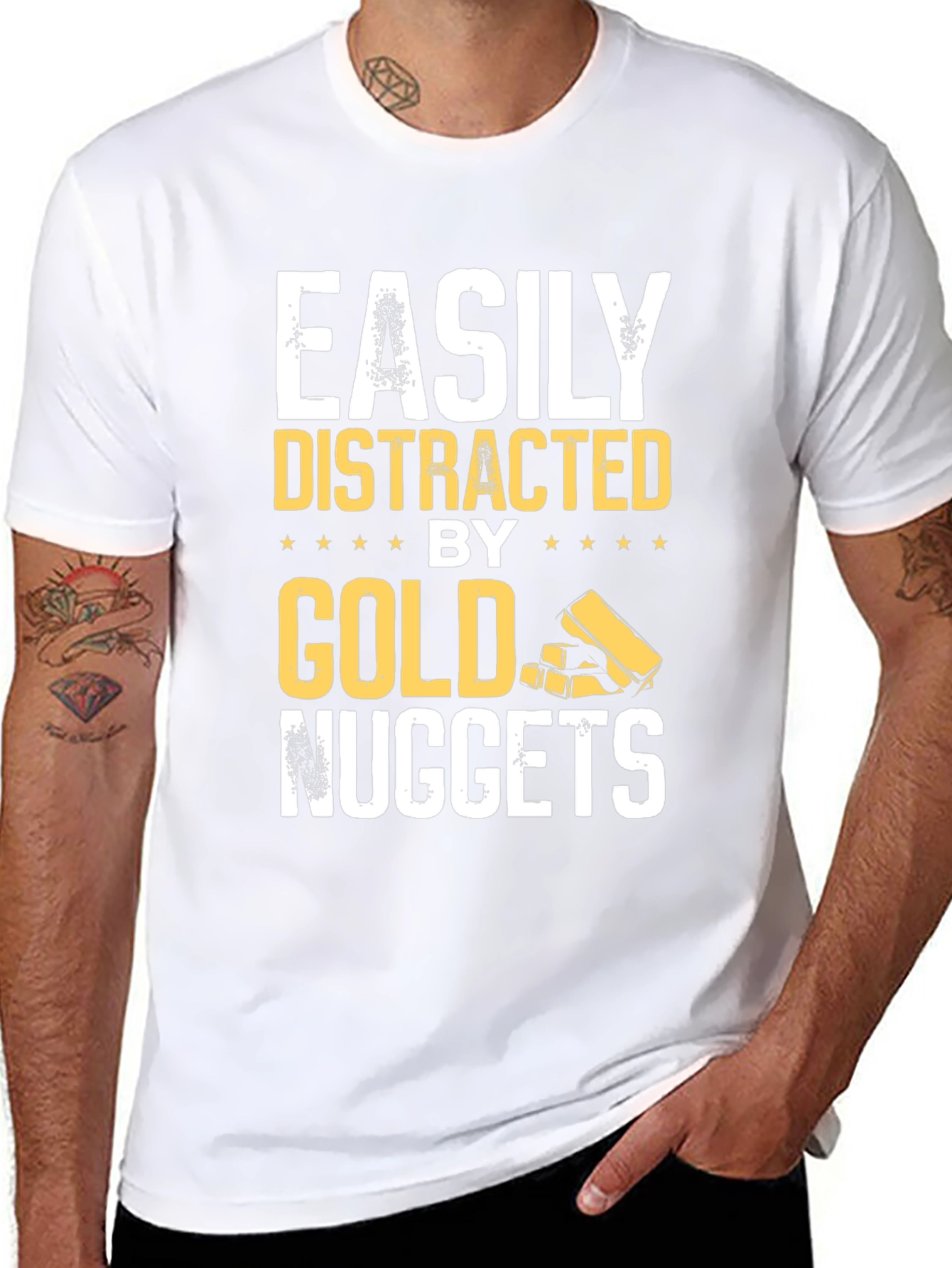 Easily Distracted By Gold Nuggets Black T-Shirt