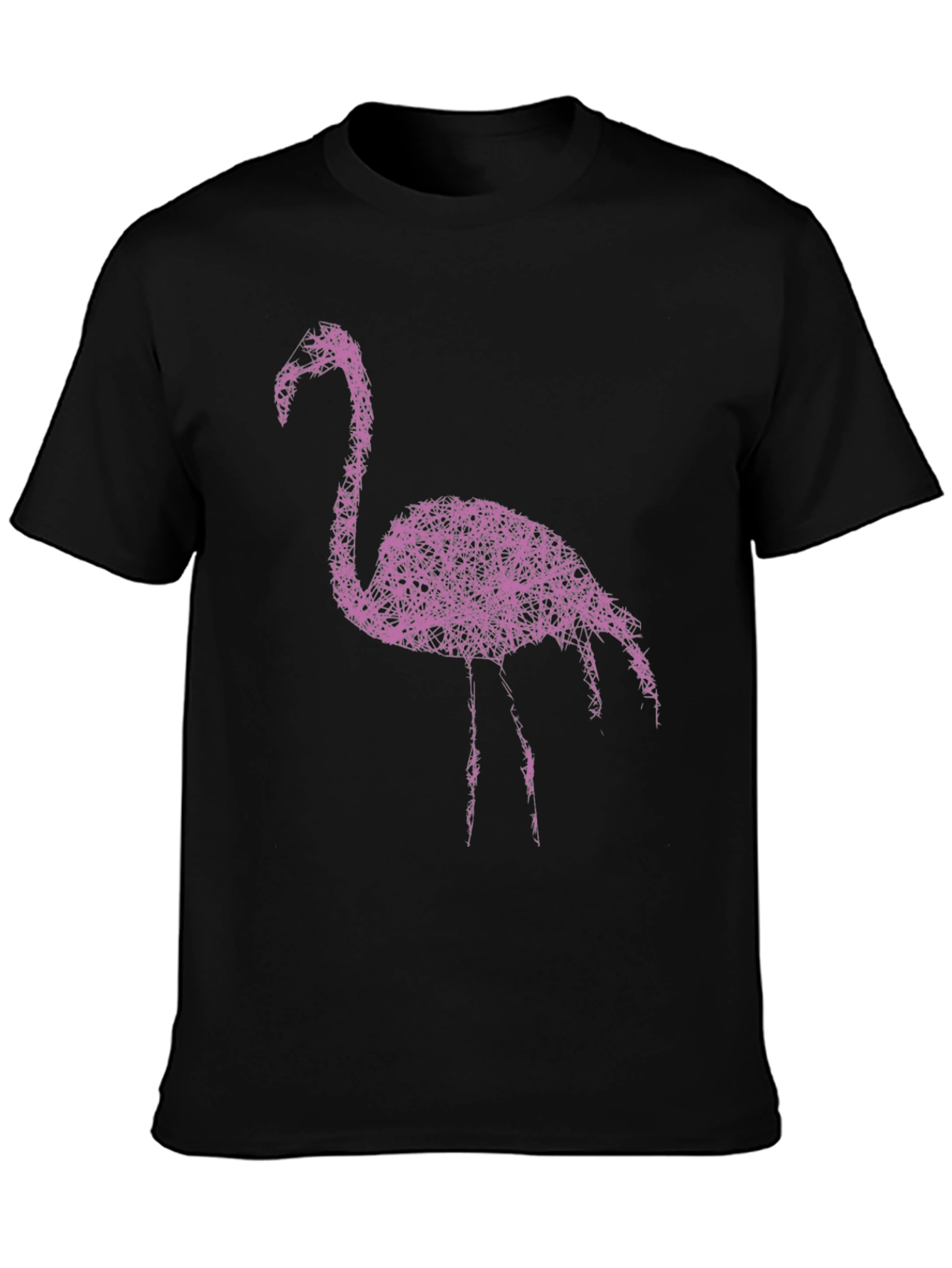 Abstract Flamingo Graphic Tee - Stylish Black T-Shirt