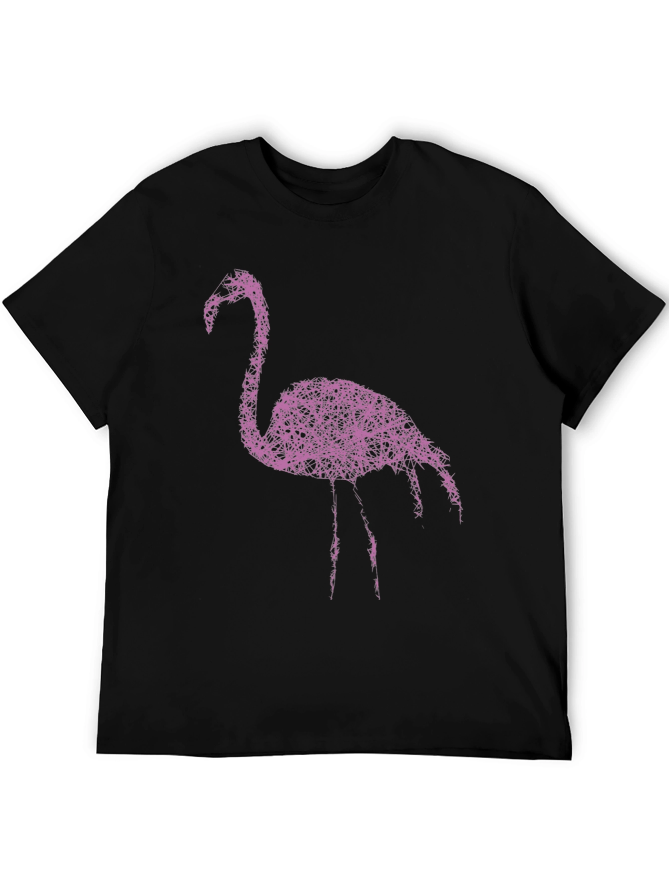 Abstract Flamingo Graphic Tee - Stylish Black T-Shirt