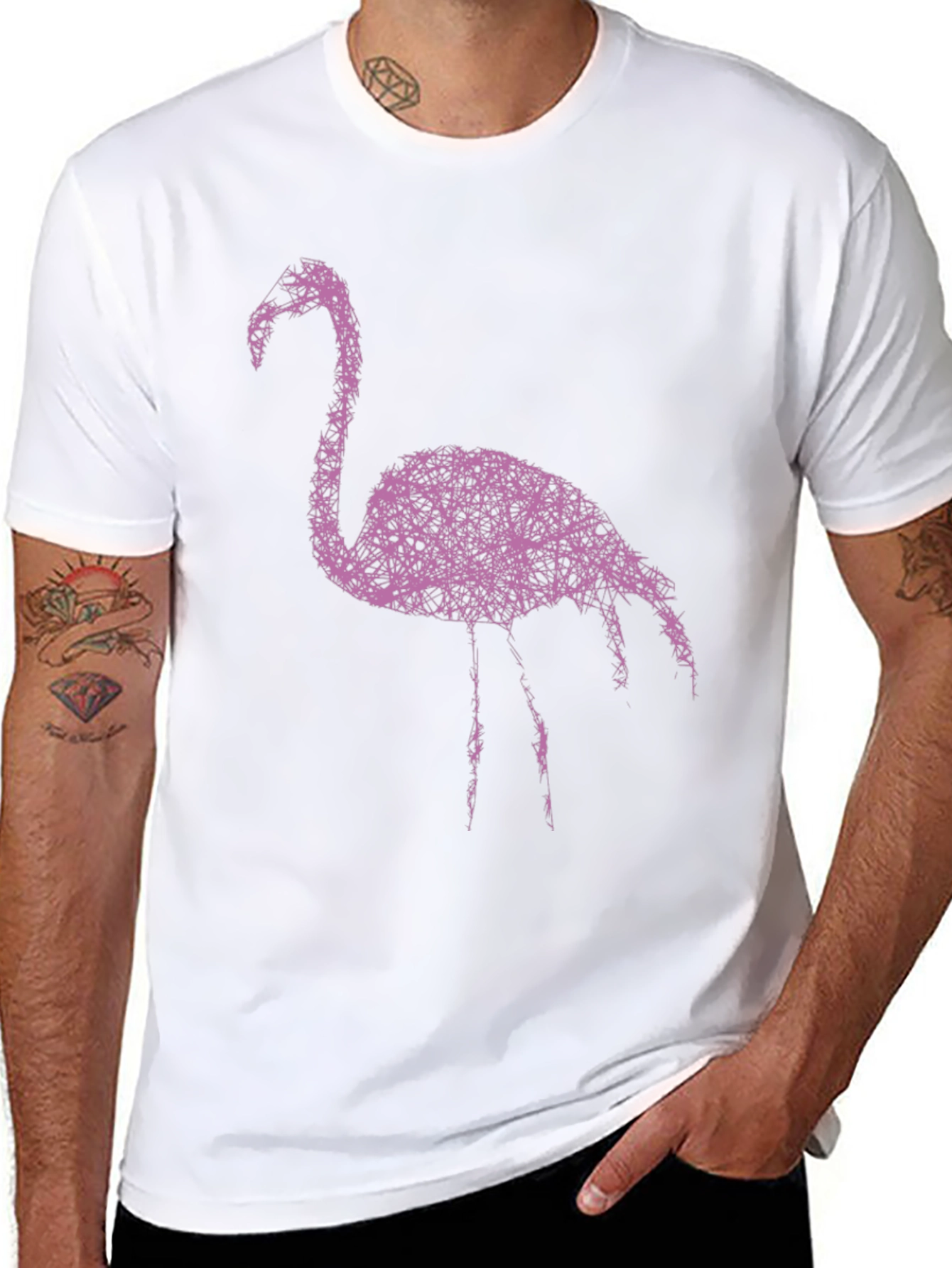 Abstract Flamingo Graphic Tee - Stylish Black T-Shirt