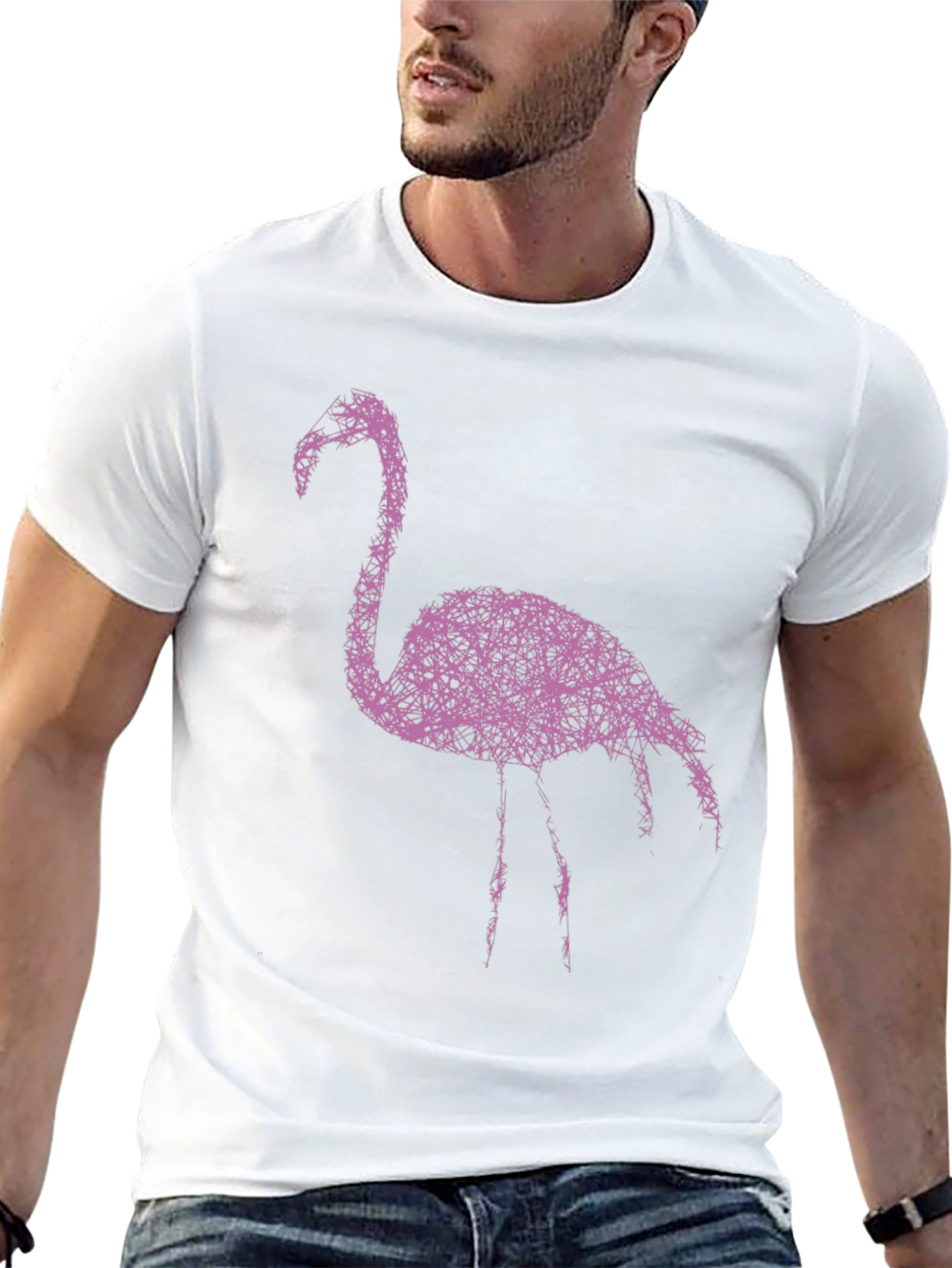 Abstract Flamingo Graphic Tee - Stylish Black T-Shirt