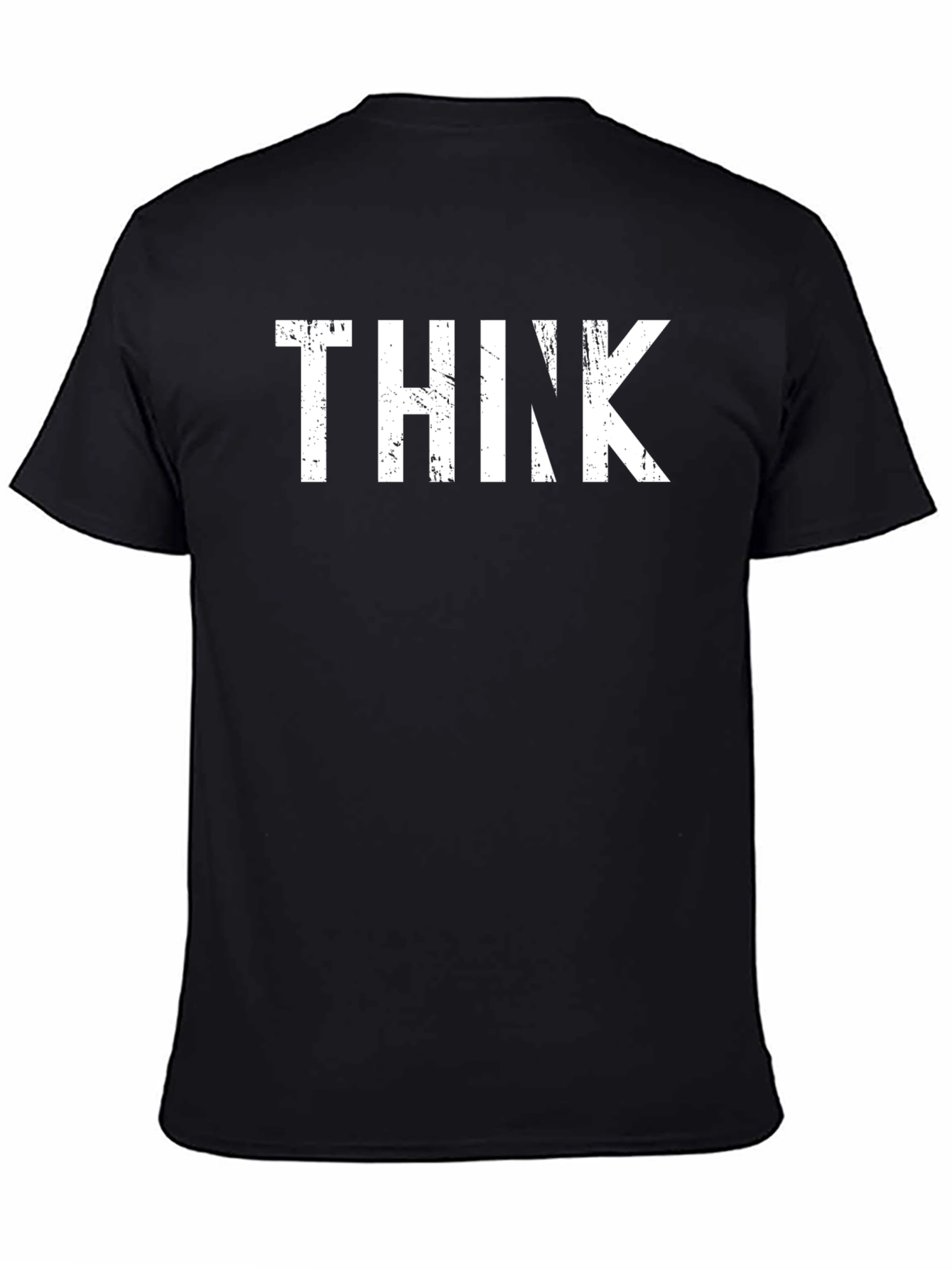 Distressed THINK Graphic Black Tee