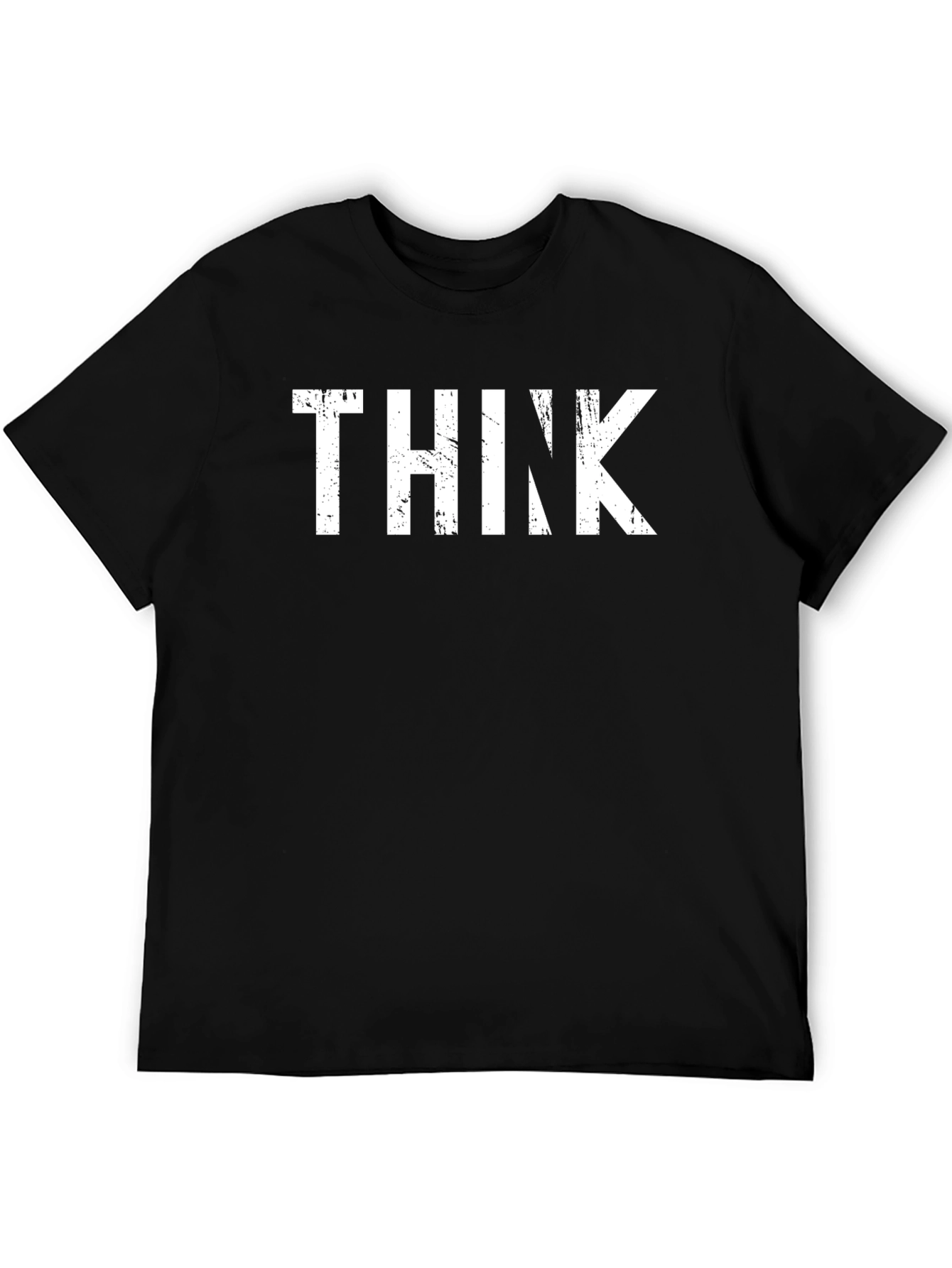Distressed THINK Graphic Black Tee