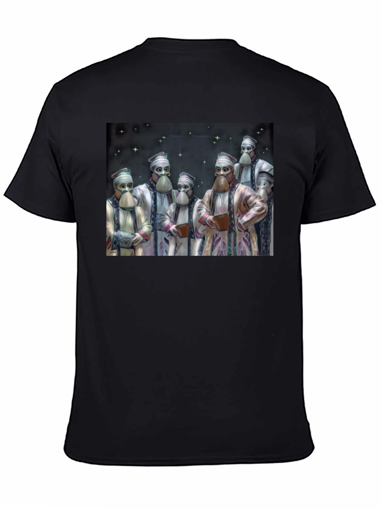 Masked Figures Graphic Black T-Shirt