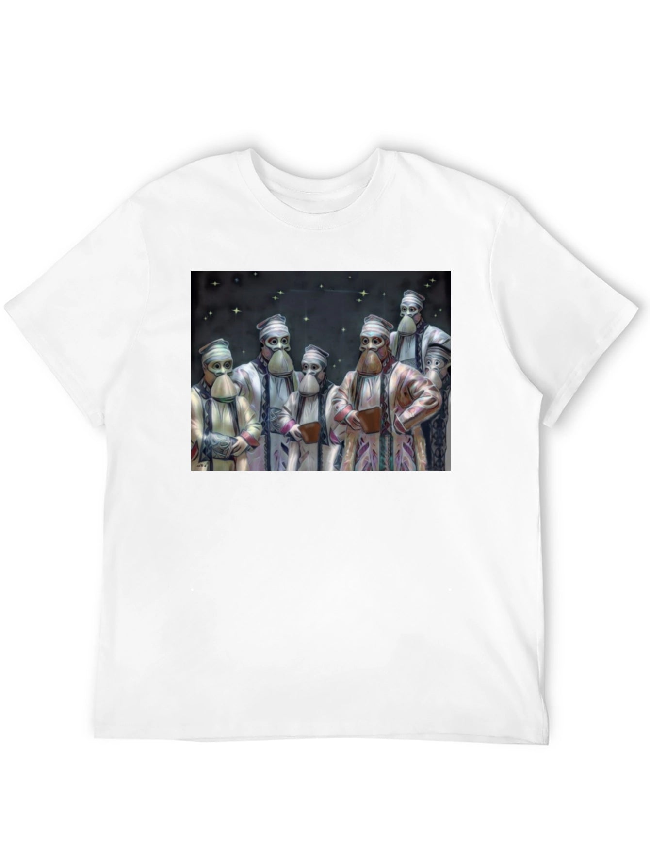 Masked Figures Graphic Black T-Shirt