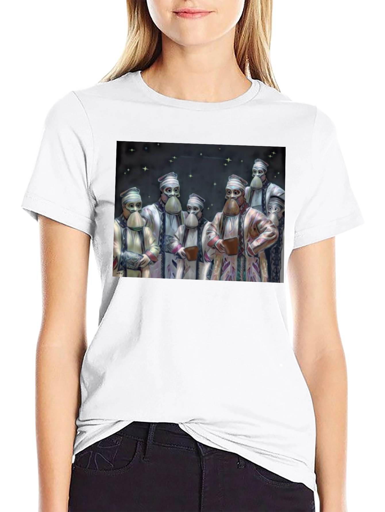 Masked Figures Graphic Black T-Shirt