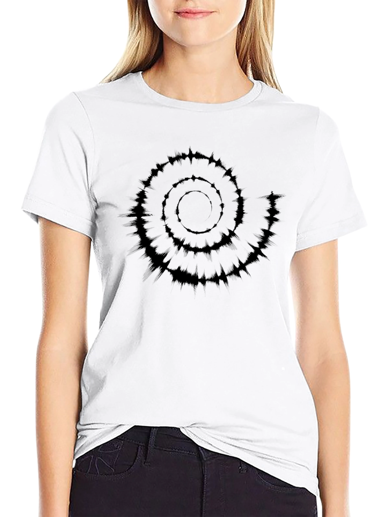 Spiral Graphic Black Cotton T-Shirt