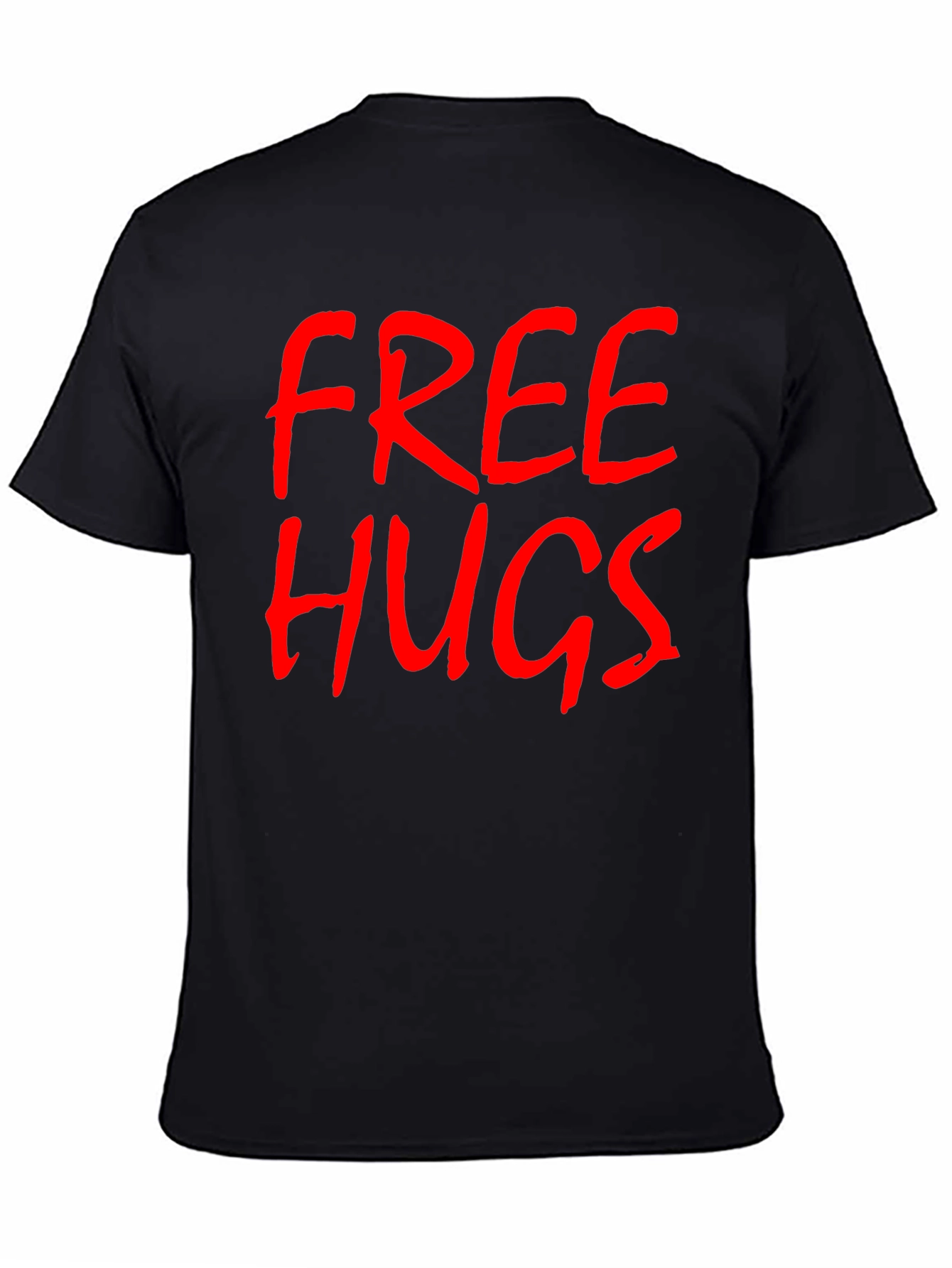 Free Hugs Graphic Tee - Black Cotton T-Shirt