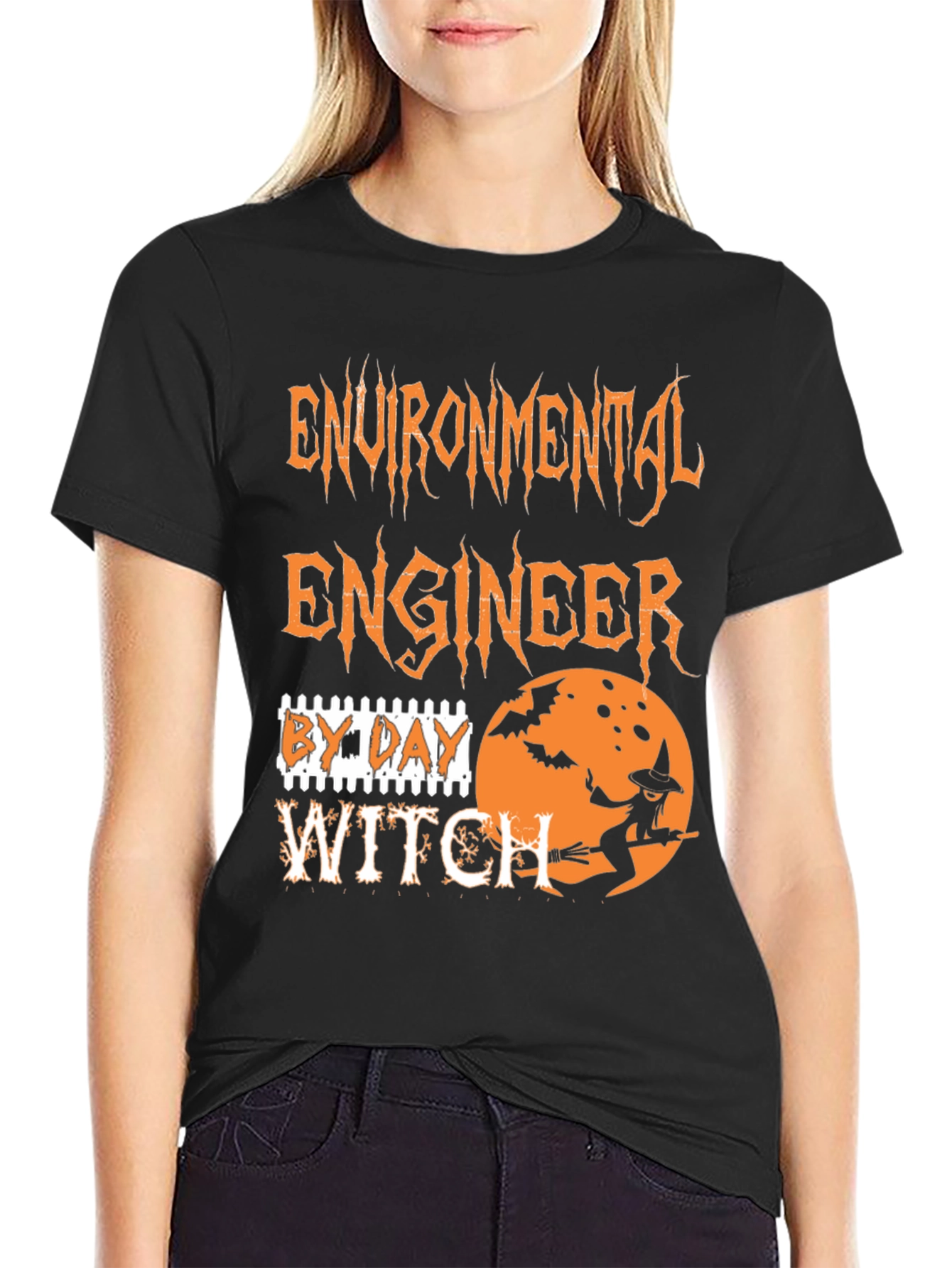 Environmental Engineer By Day Witch By Night Halloween T-Shirt