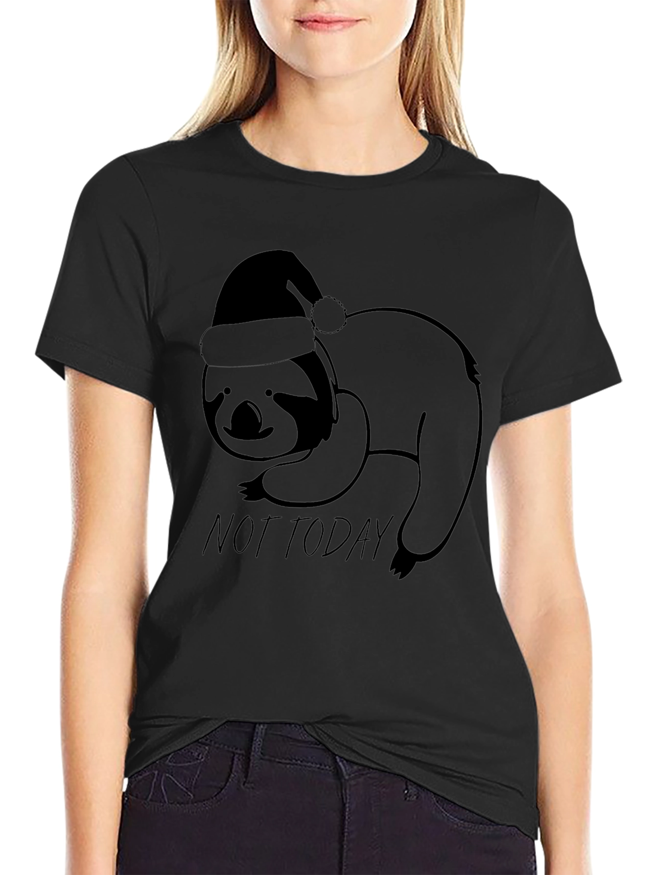 Not Today Sloth Santa Hat T-Shirt